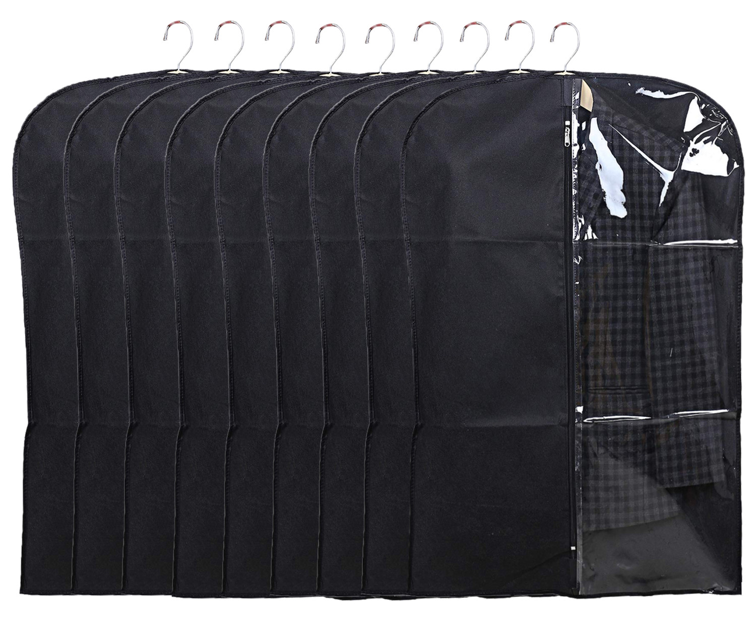 Kuber Industries Half Transparent Non Woven Men's Coat Blazer Suit Cover (Black)  -CTKTC41349