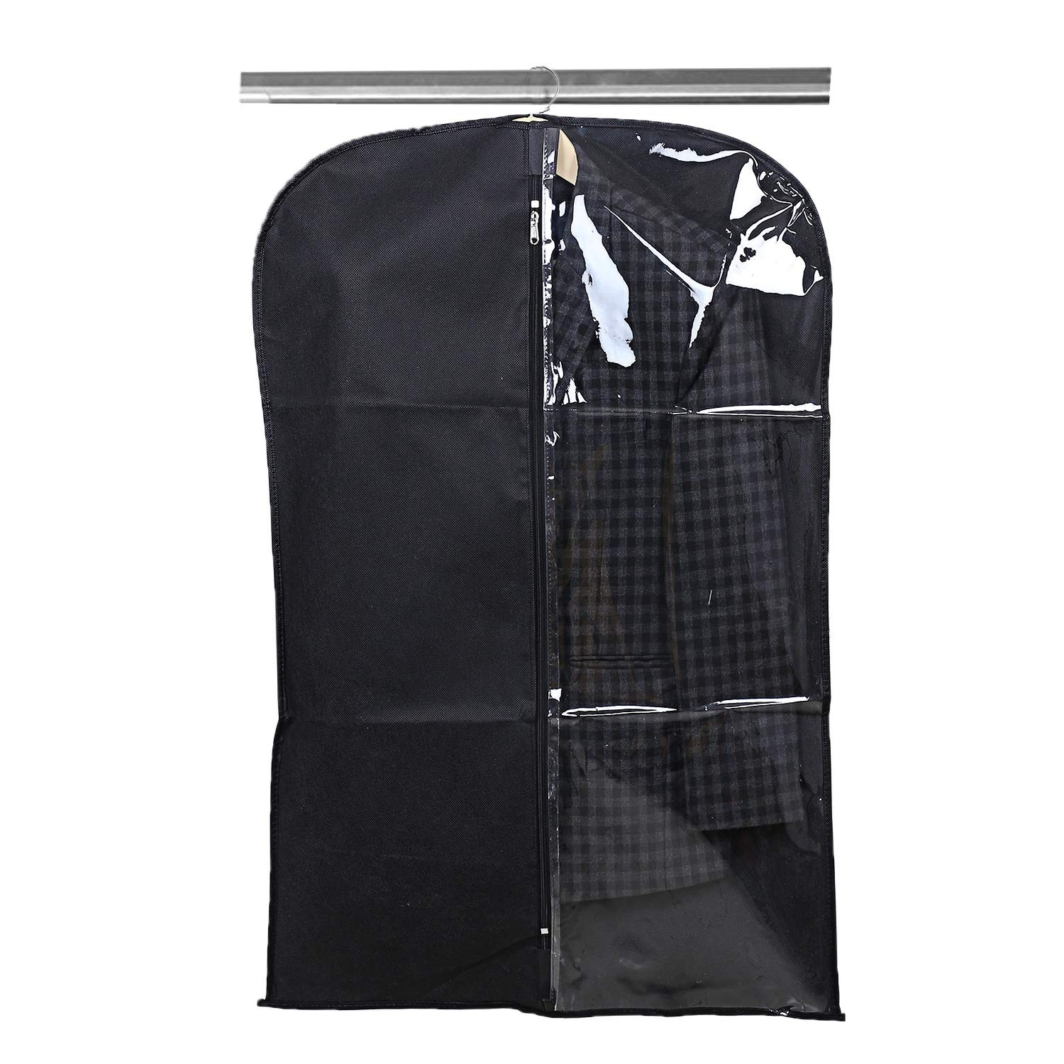 Kuber Industries Half Transparent Non Woven Men's Coat Blazer Suit Cover (Black & Brown)  -CTKTC41487