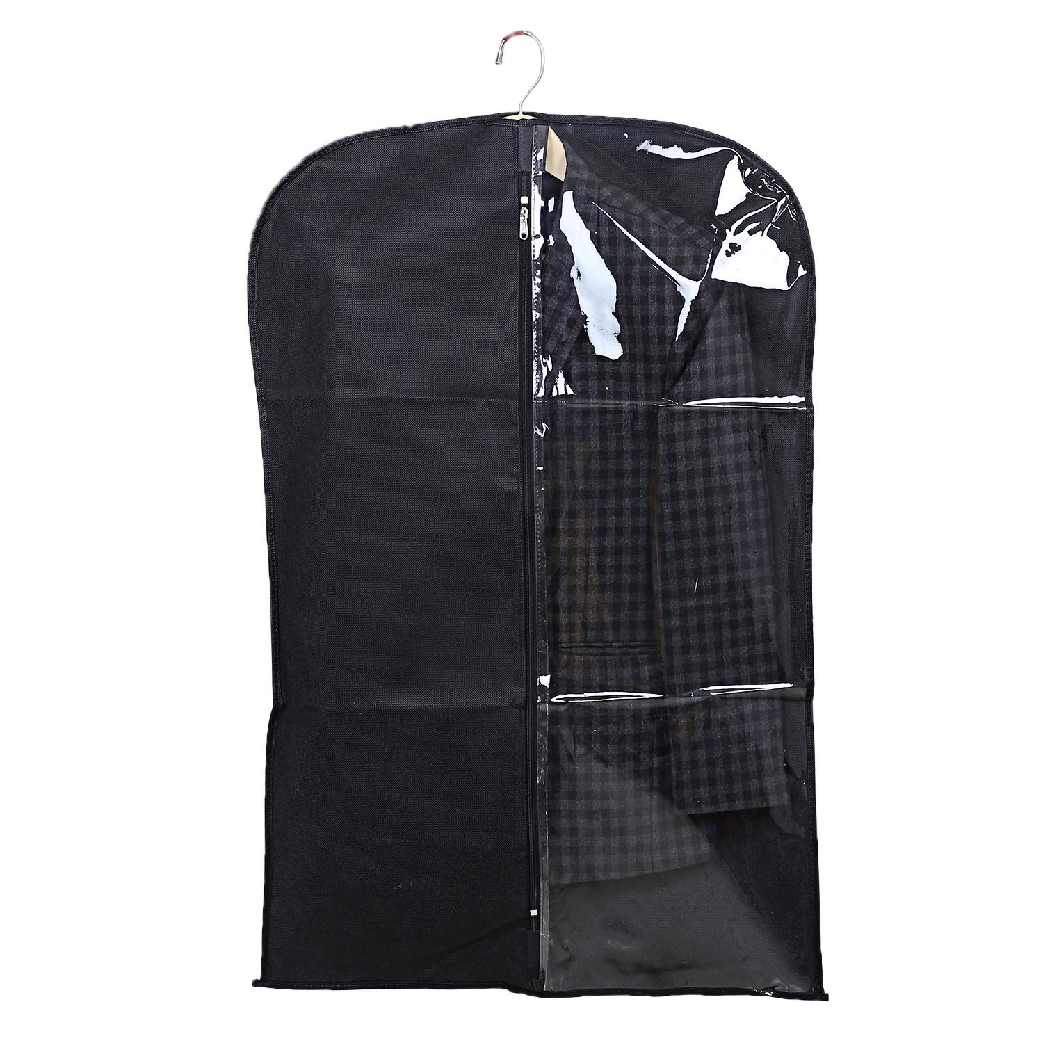 Kuber Industries Half Transparent Non Woven Men's Coat Blazer Suit Cover (Black & Maroon)  -CTKTC41485