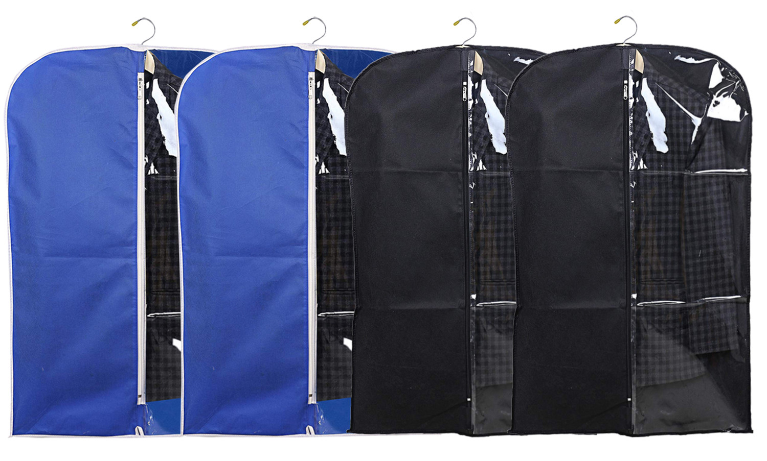 Kuber Industries Half Transparent Non Woven Men's Coat Blazer Suit Cover (Black & Royal Blue)  -CTKTC41489