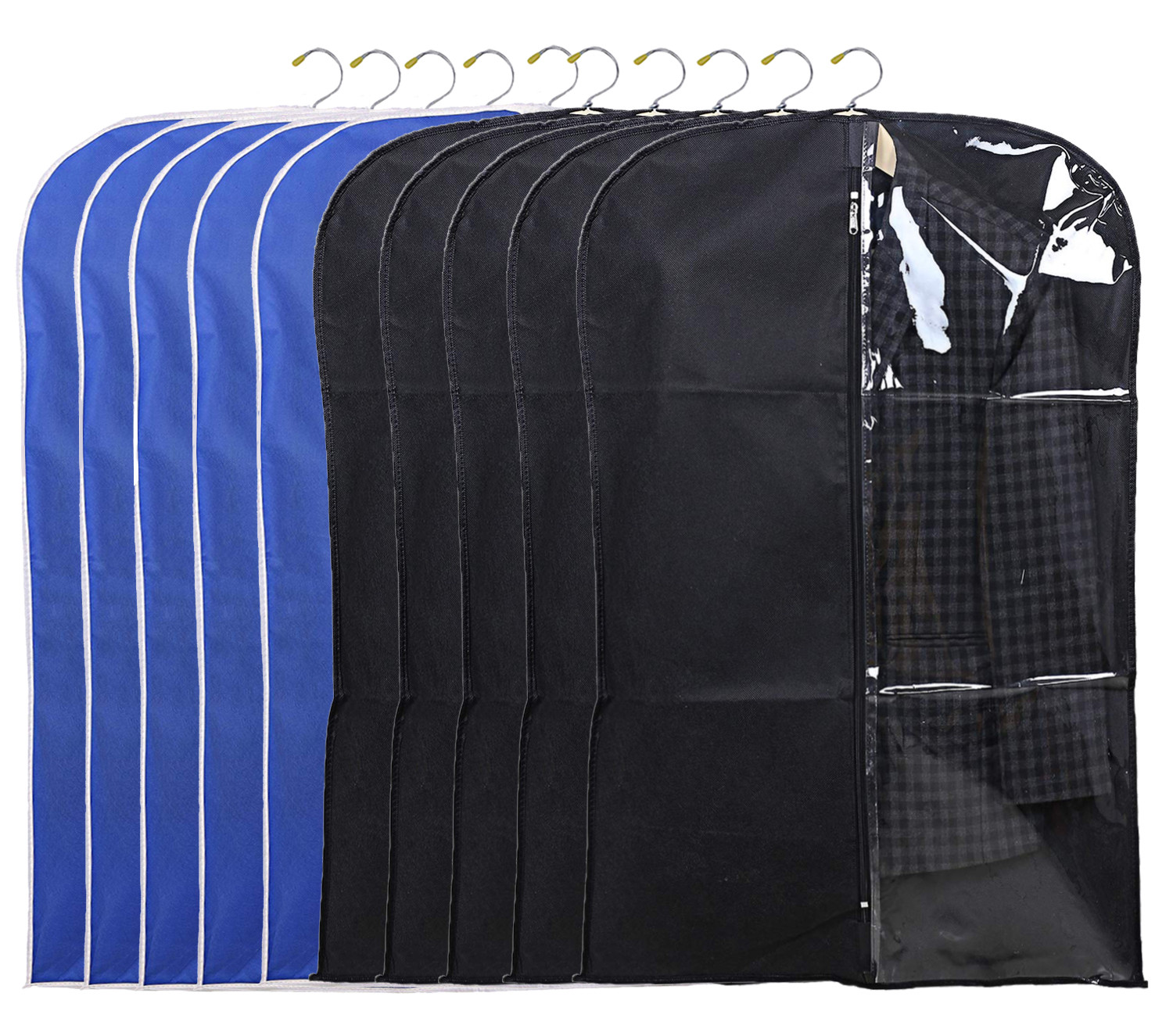 Kuber Industries Half Transparent Non Woven Men's Coat Blazer Suit Cover (Black & Royal Blue)  -CTKTC41489