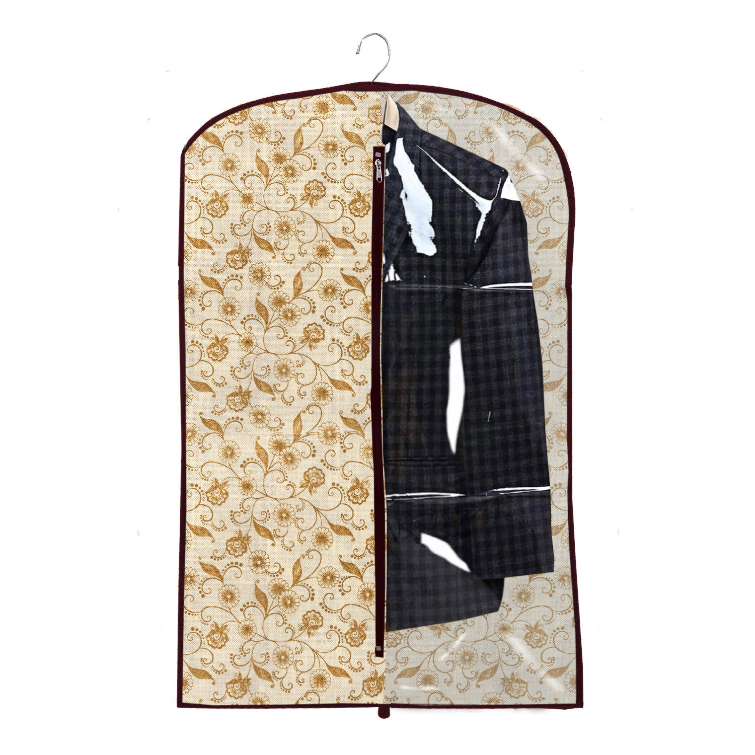 Kuber Industries Half Transparent Non Woven Men's Coat Blazer Suit Cover (Brown)  -CTKTC41413