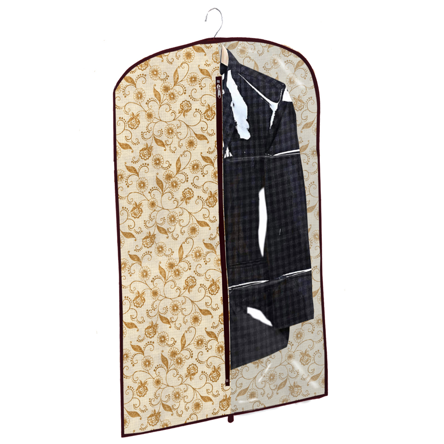 Kuber Industries Half Transparent Non Woven Men's Coat Blazer Suit Cover (Brown)  -CTKTC41413