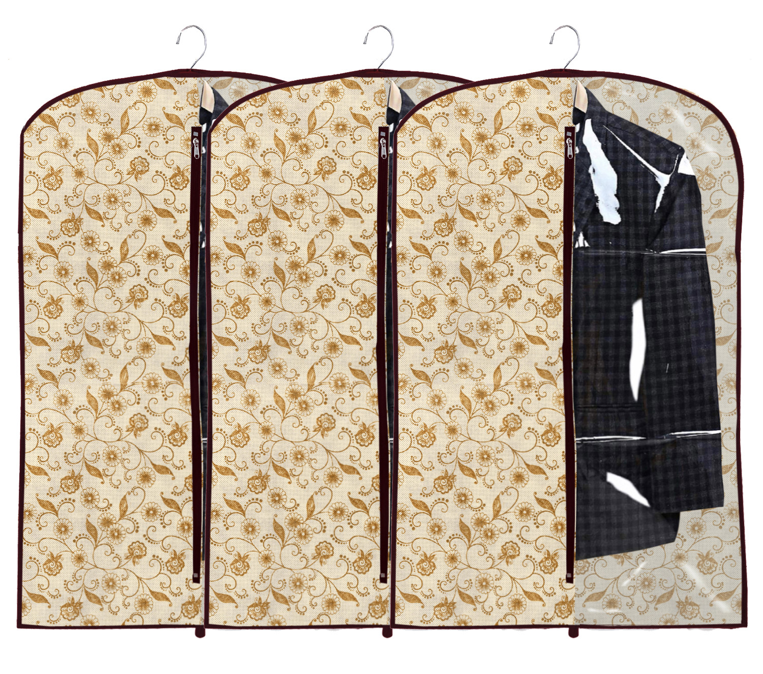 Kuber Industries Half Transparent Non Woven Men's Coat Blazer Suit Cover (Brown)  -CTKTC41413