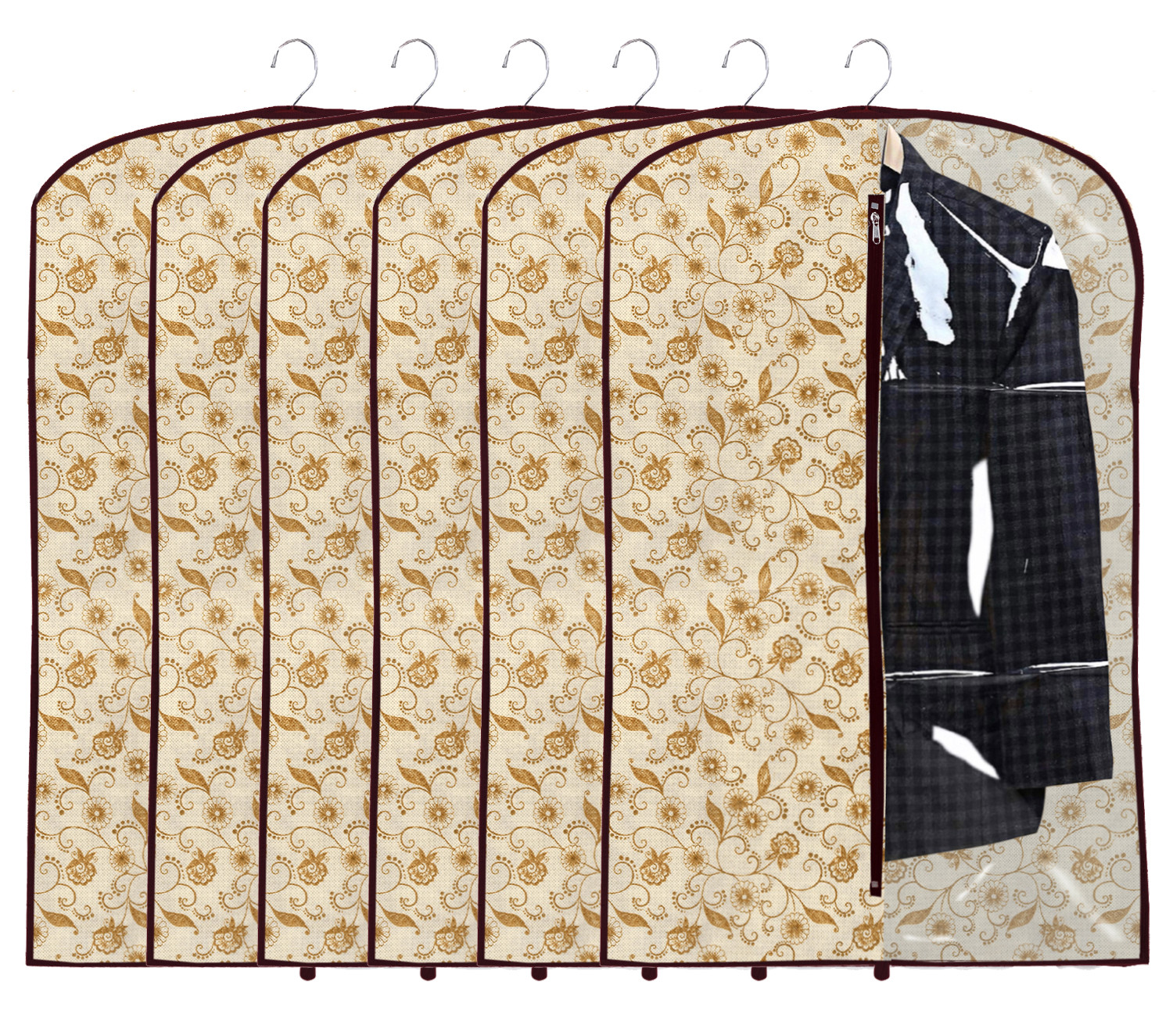 Kuber Industries Half Transparent Non Woven Men's Coat Blazer Suit Cover (Brown)  -CTKTC41413
