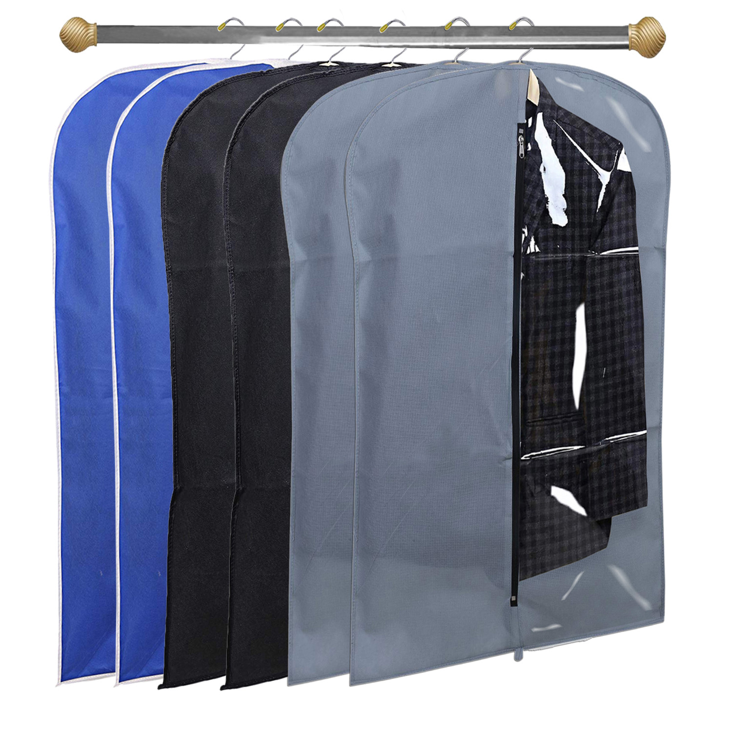 Kuber Industries Half Transparent Non Woven Men's Coat Blazer Suit Cover (Grey & Black & Royal Blue)  -CTKTC41501