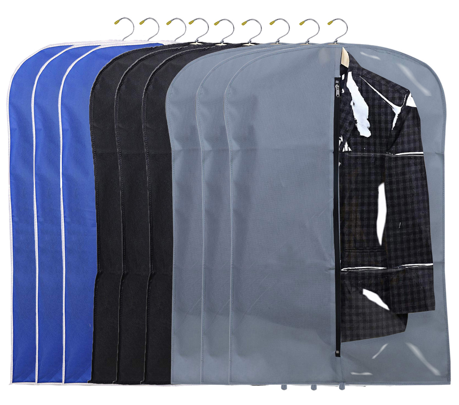 Kuber Industries Half Transparent Non Woven Men's Coat Blazer Suit Cover (Grey & Black & Royal Blue)  -CTKTC41501