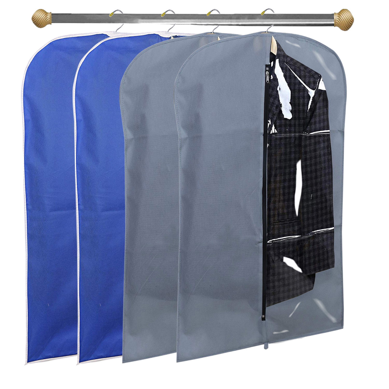 Kuber Industries Half Transparent Non Woven Men's Coat Blazer Suit Cover (Grey & Royal Blue)  -CTKTC41483