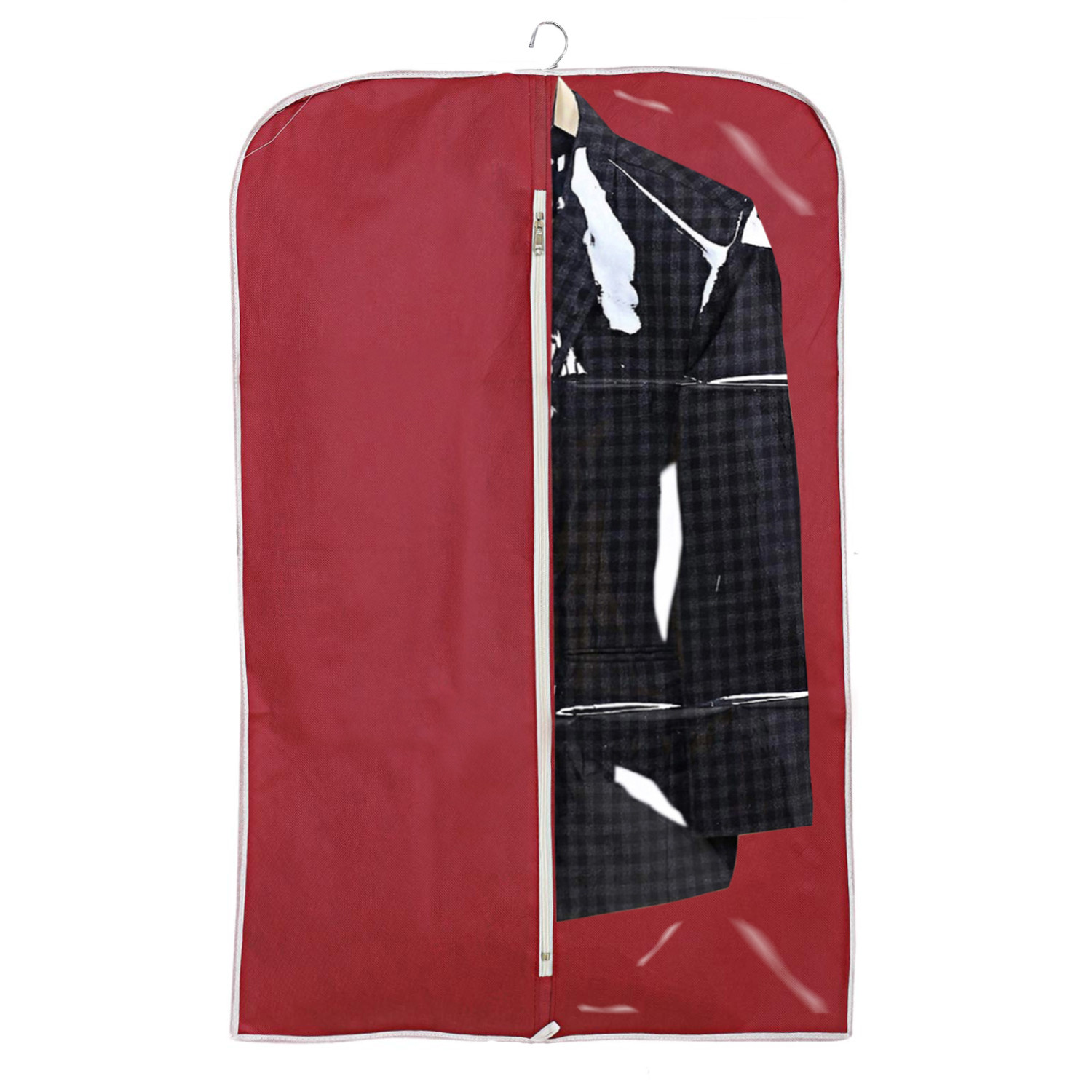 Kuber Industries Half Transparent Non Woven Men's Coat Blazer Suit Cover (Maroon)  -CTKTC41381