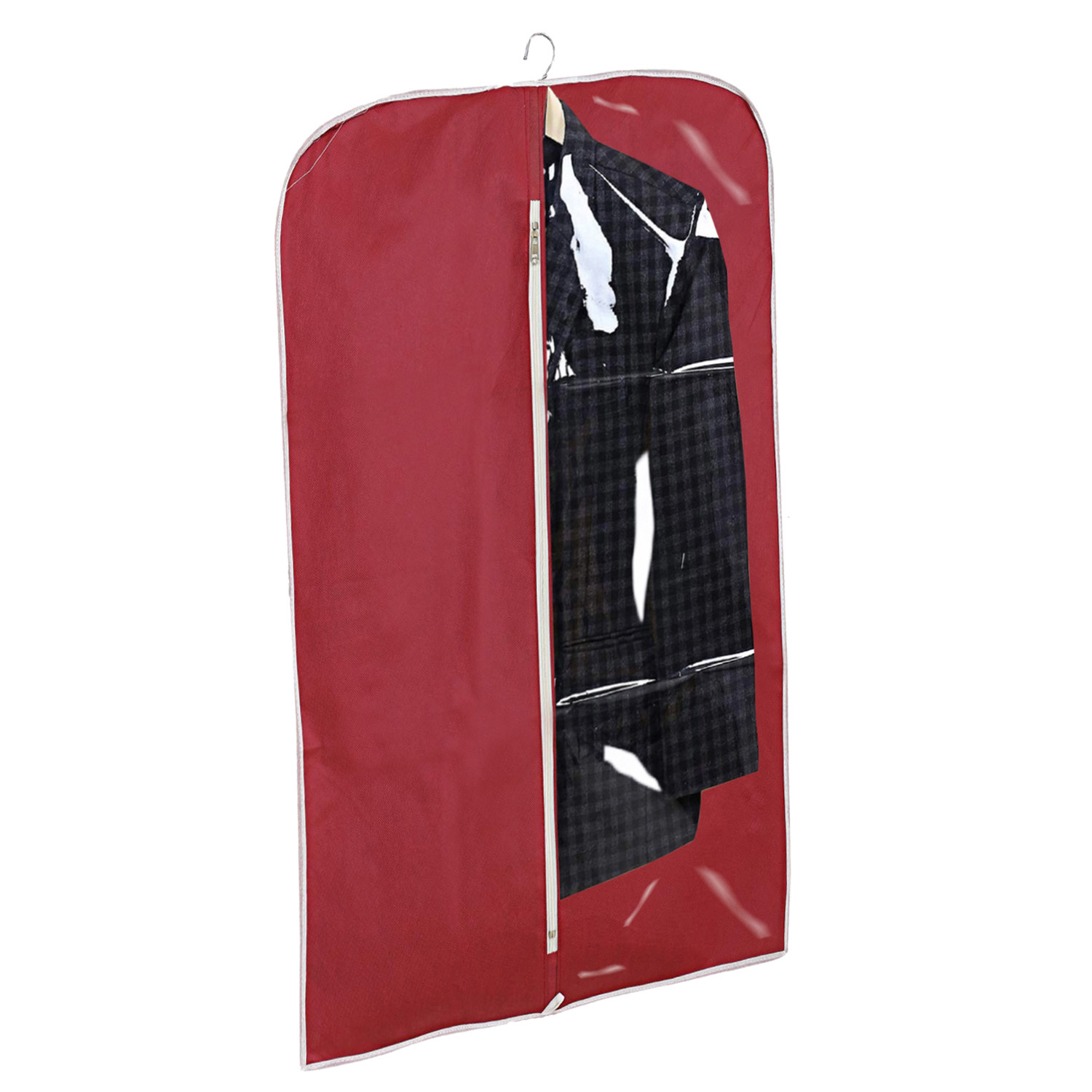 Kuber Industries Half Transparent Non Woven Men's Coat Blazer Suit Cover (Maroon)  -CTKTC41381