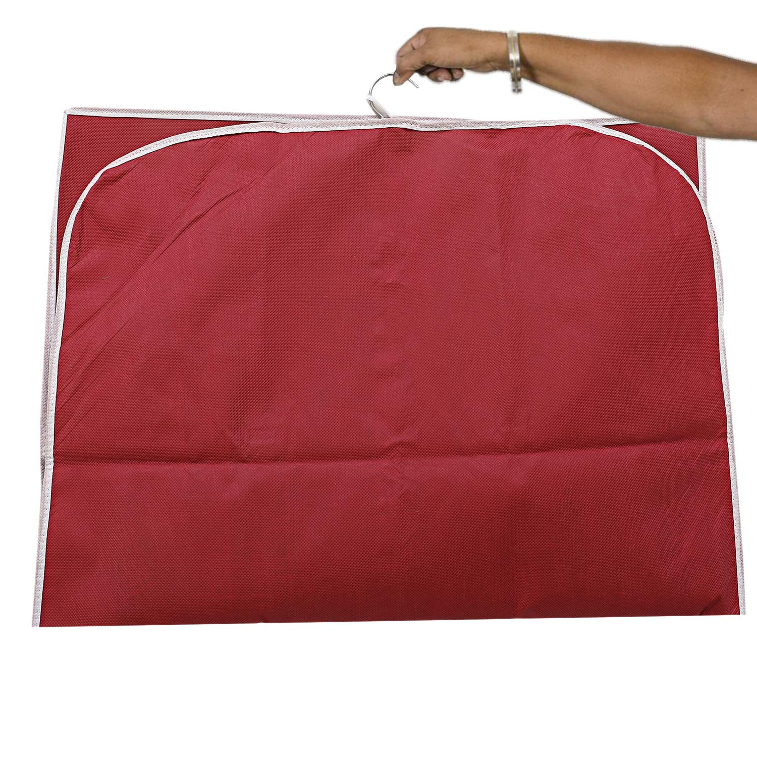 Kuber Industries Half Transparent Non Woven Men's Coat Blazer Suit Cover (Maroon)  -CTKTC41381