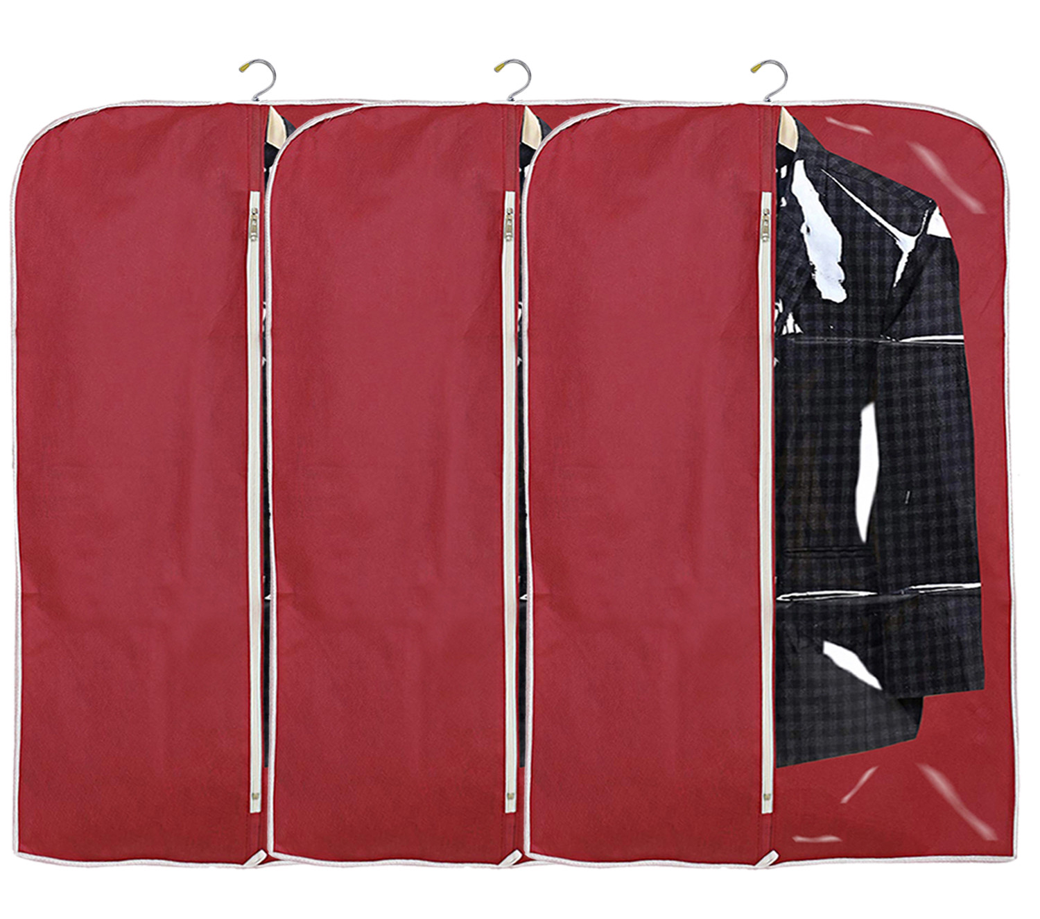 Kuber Industries Half Transparent Non Woven Men's Coat Blazer Suit Cover (Maroon)  -CTKTC41381