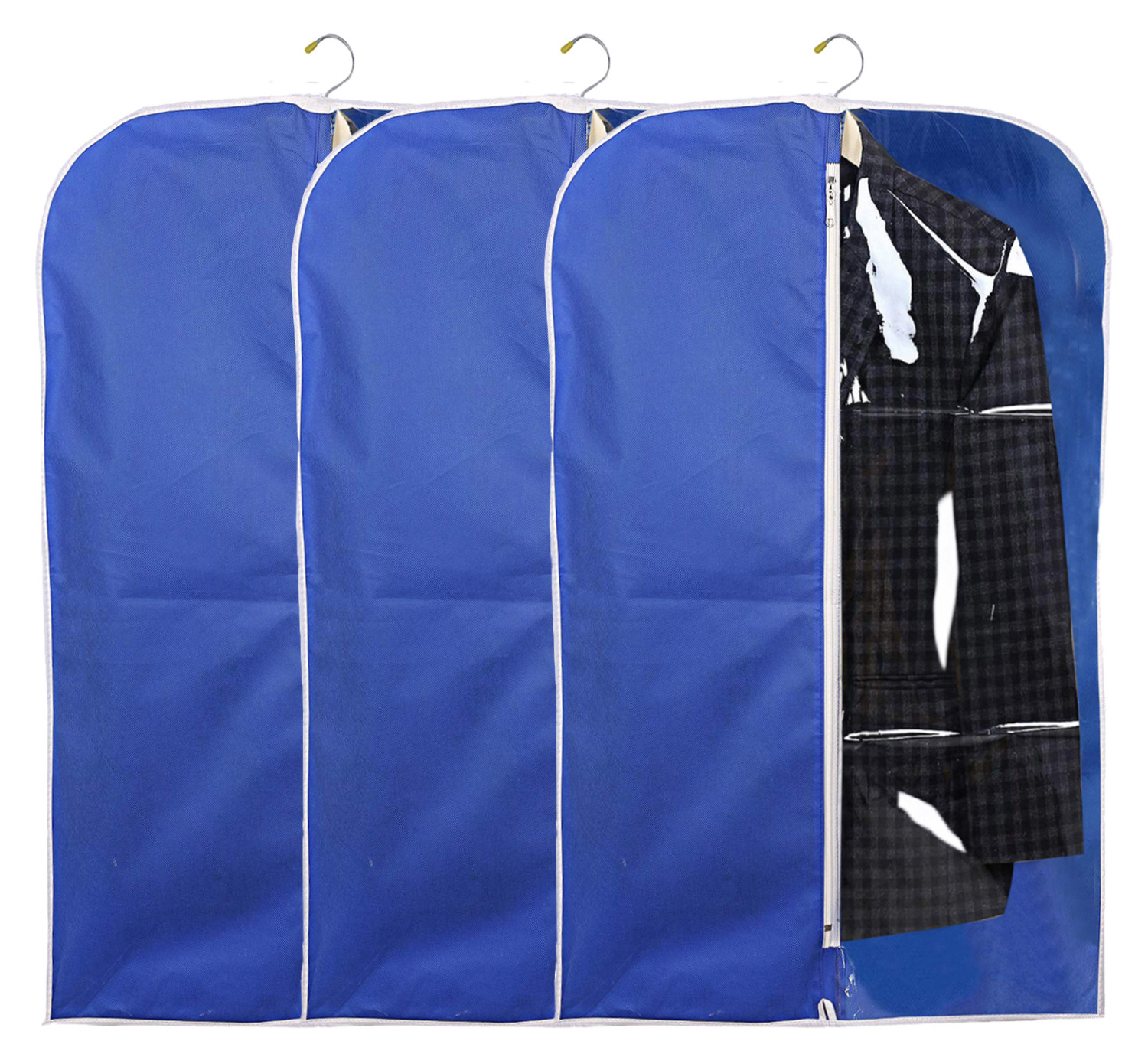 Kuber Industries Half Transparent Non Woven Men's Coat Blazer Suit Cover (Royal Blue)  -CTKTC41445