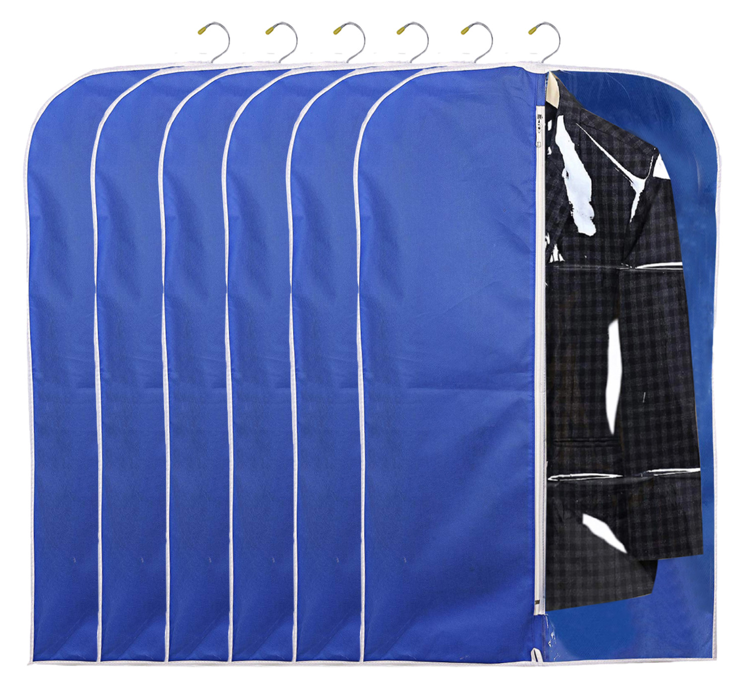 Kuber Industries Half Transparent Non Woven Men's Coat Blazer Suit Cover (Royal Blue)  -CTKTC41445