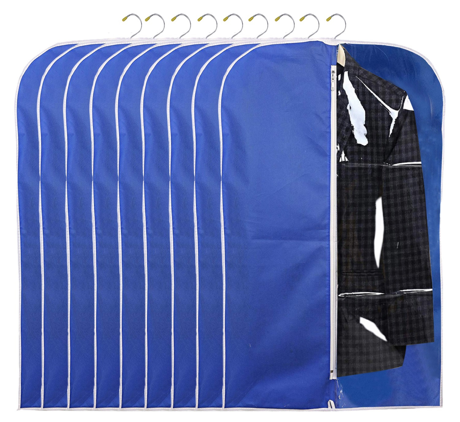 Kuber Industries Half Transparent Non Woven Men's Coat Blazer Suit Cover (Royal Blue)  -CTKTC41445