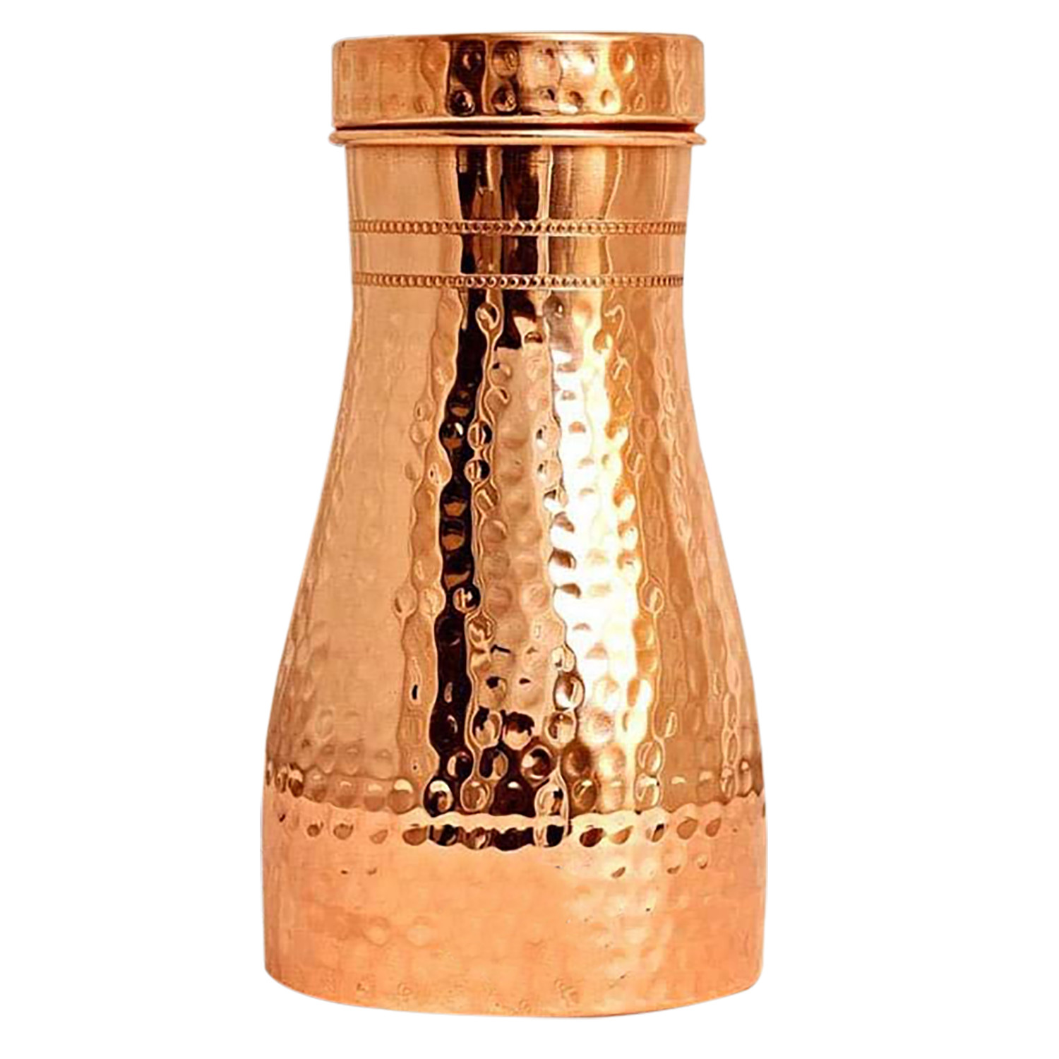 Kuber industries Hammered Copper Bedroom Jar|Bedside Water Bottle with Inbuilt Glass, 1100 ml (Gold)