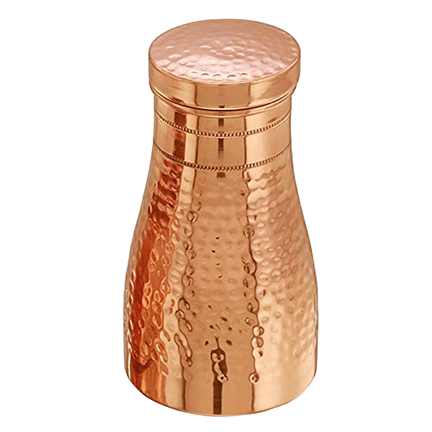 Kuber industries Hammered Copper Bedroom Jar|Bedside Water Bottle with Inbuilt Glass, 1100 ml (Gold)
