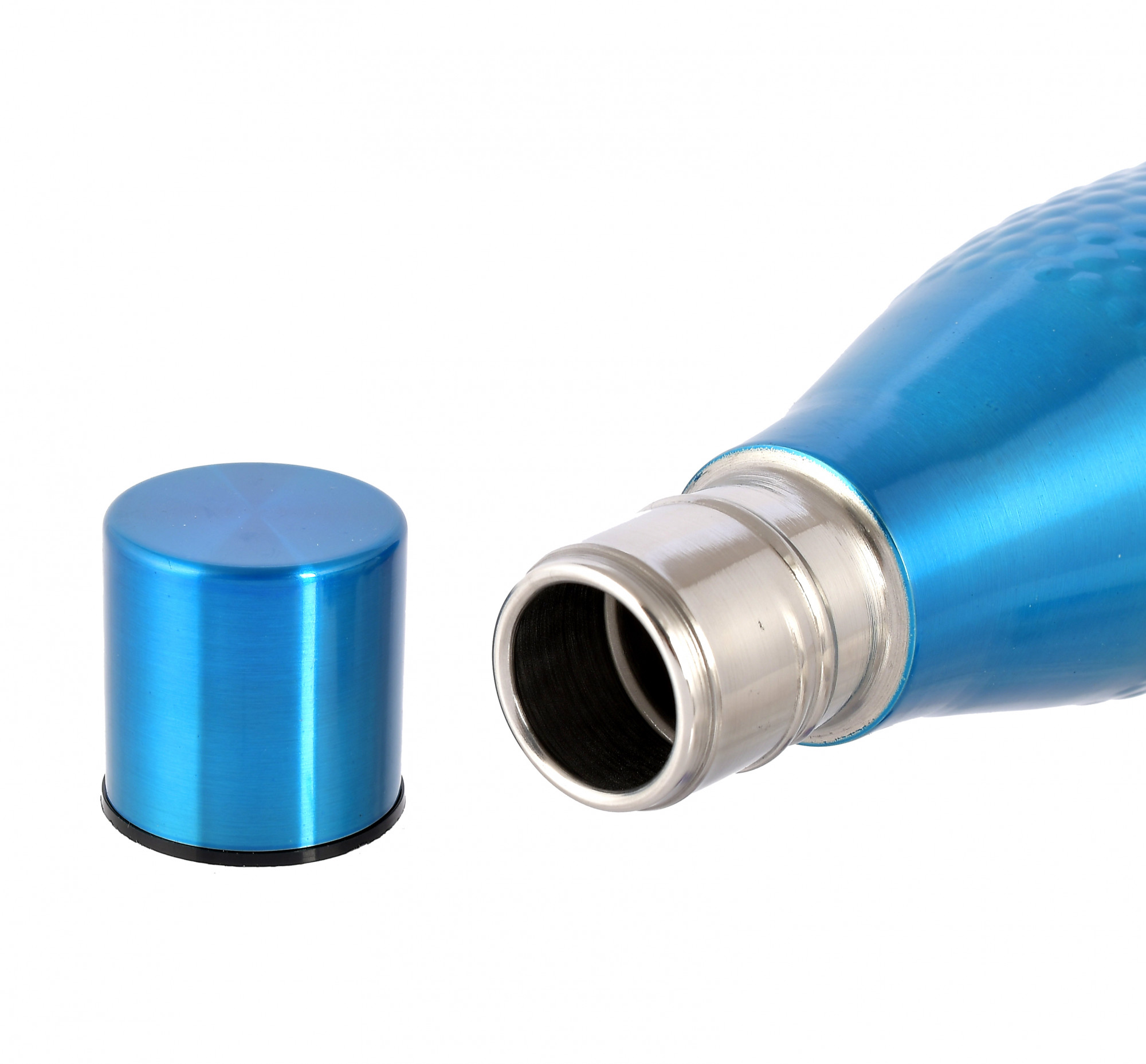 Kuber Industries Hammered Design Stainless Steel Water Bottle, 1000 ML (Blue)-HS42KUBMART25185