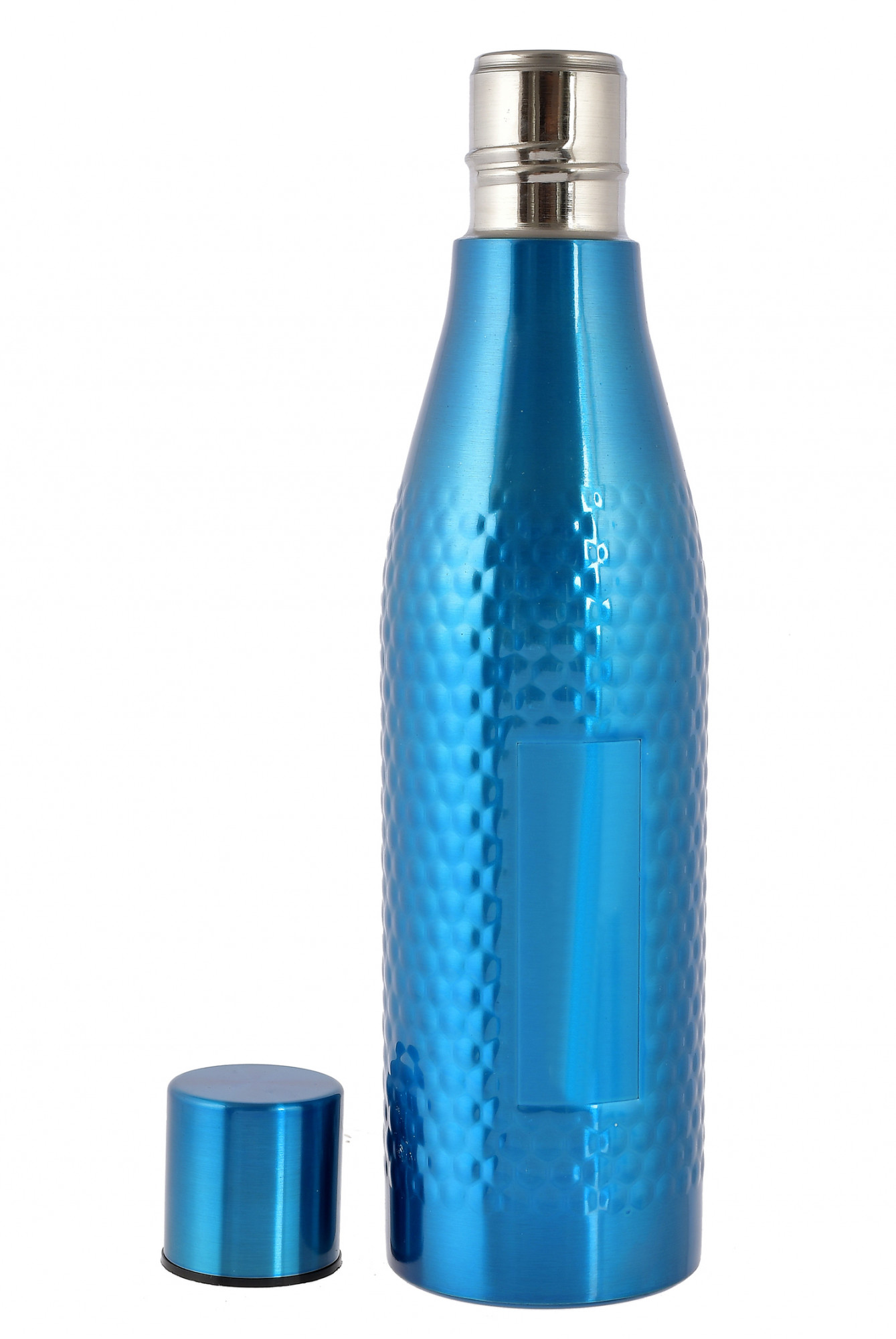 Kuber Industries Hammered Design Stainless Steel Water Bottle, 1000 ML (Blue)-HS42KUBMART25185