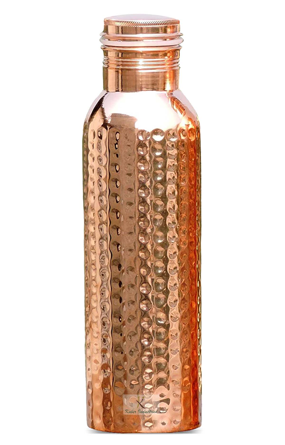 Kuber Industries Hammered Pure Copper Water Bottle,1Ltr (Brown)-KUBMRT11567