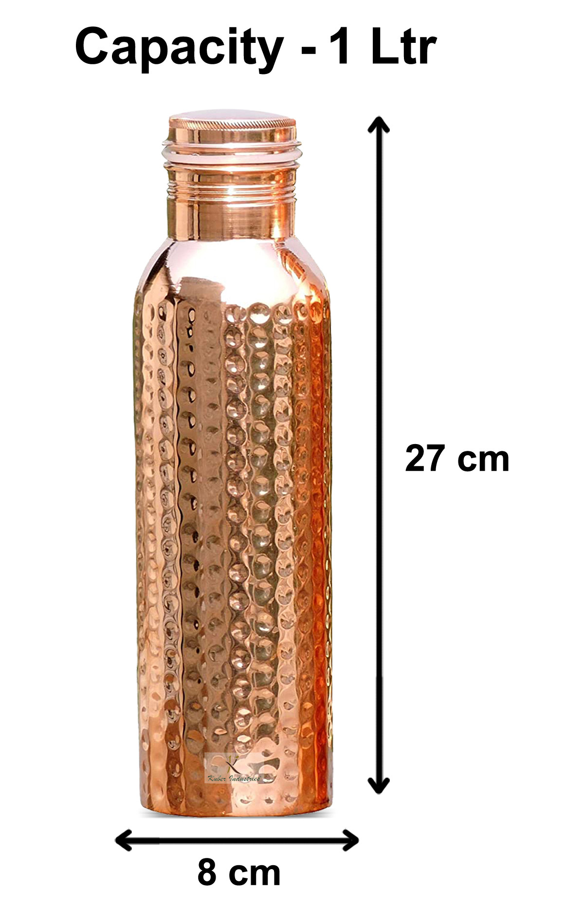 Kuber Industries Hammered Pure Copper Water Bottle,1Ltr (Brown)-KUBMRT11567