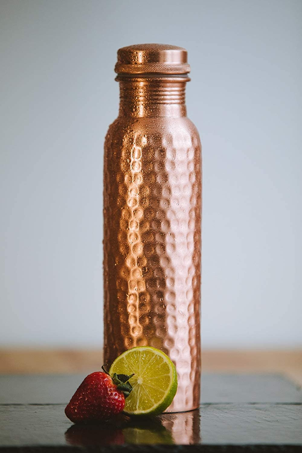 Kuber Industries Hammered Pure Copper Water Bottle,1Ltr (Brown)-KUBMRT11567