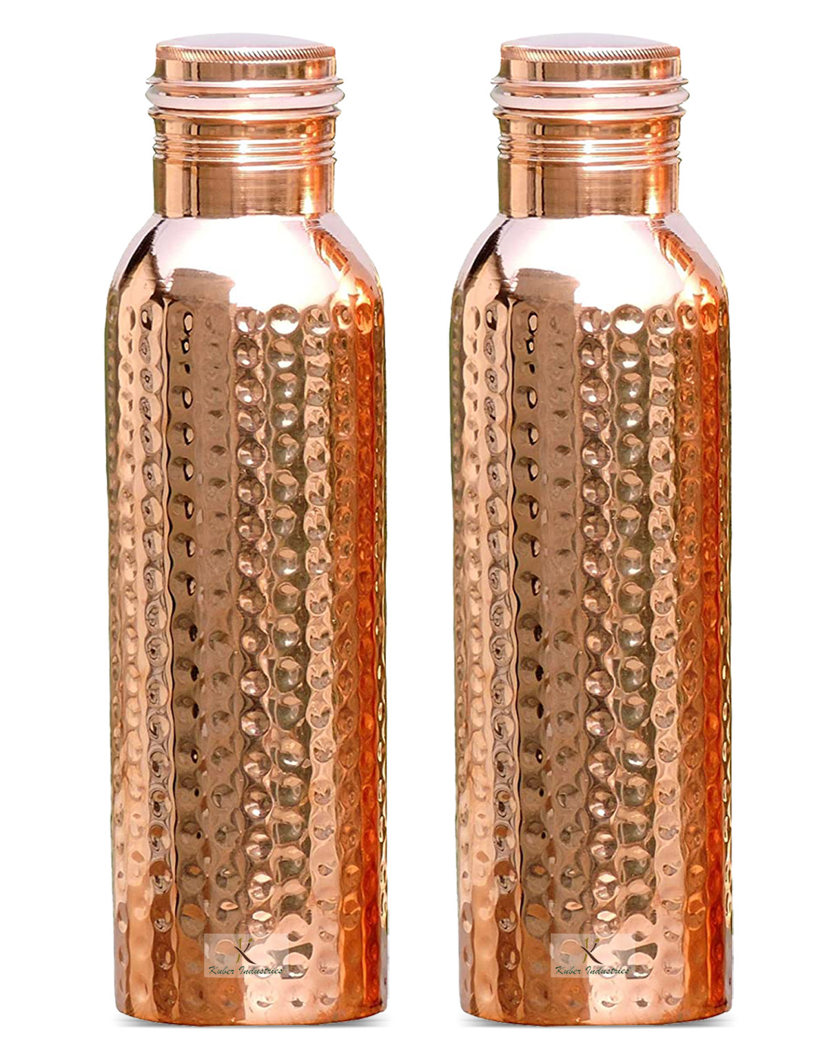 Kuber Industries Hammered Pure Copper Water Bottle,1Ltr (Brown)-KUBMRT11567
