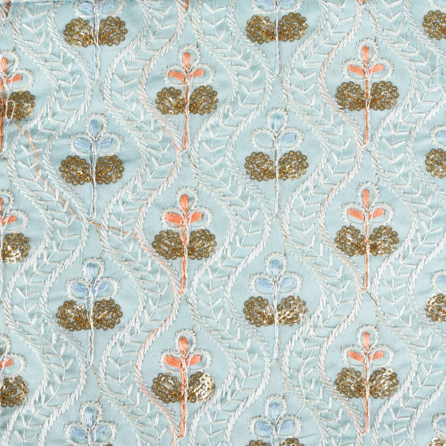 Kuber Industries Hand Bag  Traditional Hand Bag  Silk Wallet Hand Bag  Woman Tote Hand Bag  Ladies Purse Handbag  Gifts Hand Bag  Curved Shape Embroidery Hand Bag  Light Blue