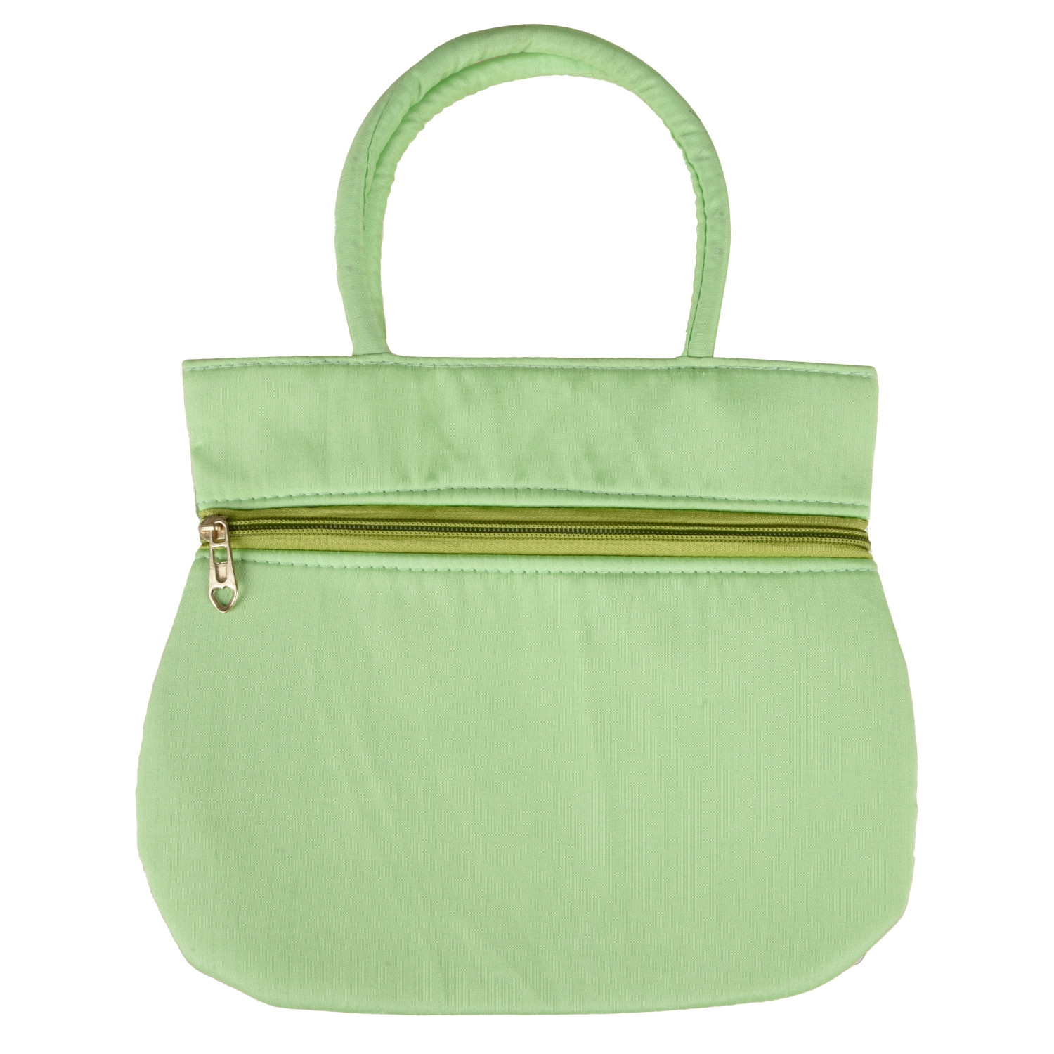Kuber Industries Hand Bag  Traditional Hand Bag  Silk Wallet Hand Bag  Woman Tote Hand Bag  Ladies Purse Handbag  Gifts Hand Bag  Curved Shape Embroidery Hand Bag  Green