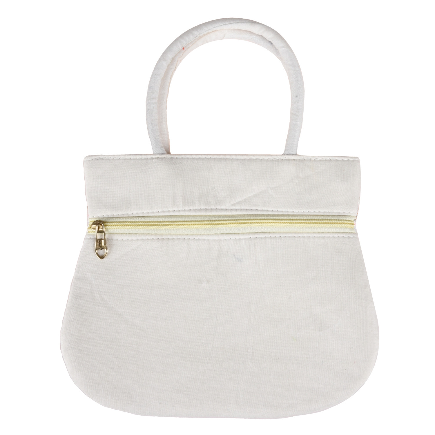 Kuber Industries Hand Bag  Traditional Hand Bag  Silk Wallet Hand Bag  Woman Tote Hand Bag  Ladies Purse Handbag  Gifts Hand Bag  Curved Shape Embroidery Hand Bag  Cream