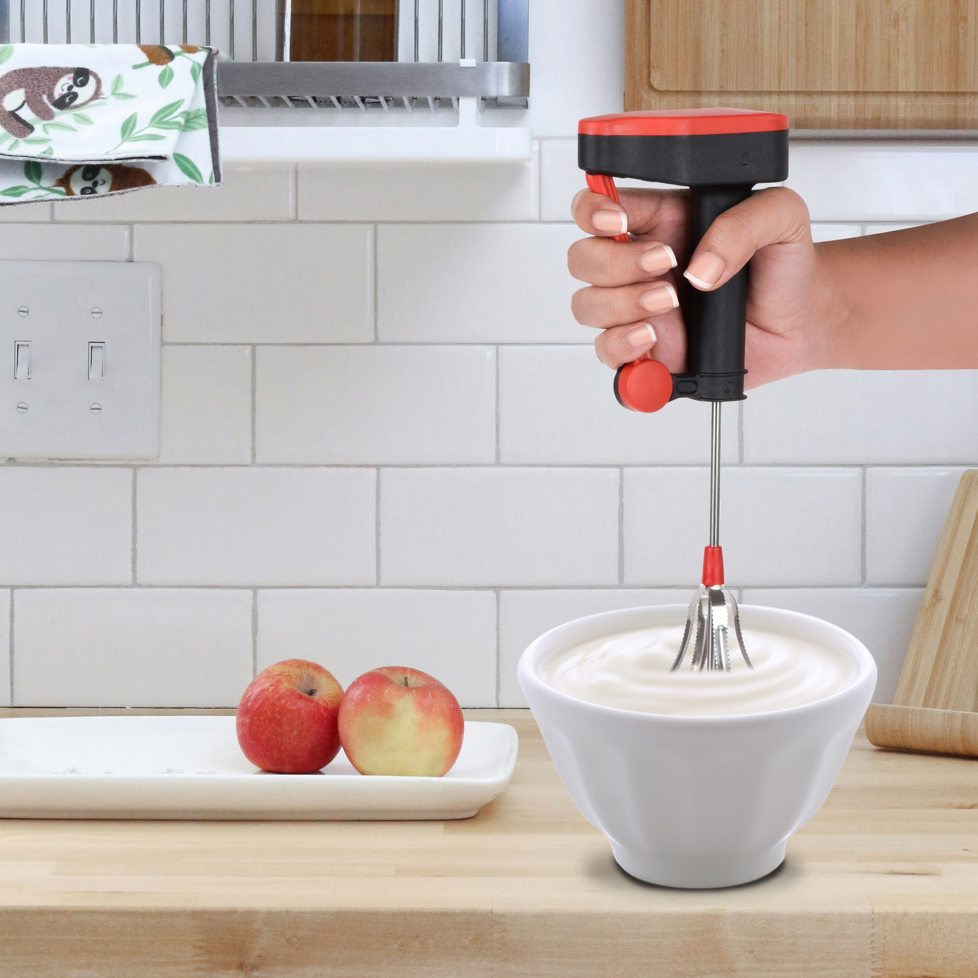 Kuber Industries Hand Blender  Milk Lassi Maker  Hand Press Mixer with Steel Blades  Egg Beater  Hand Mixer for Coffee-Lassi-Cream-Soup-Butter Milk  Hand Blender for Kitchen  Multicolor