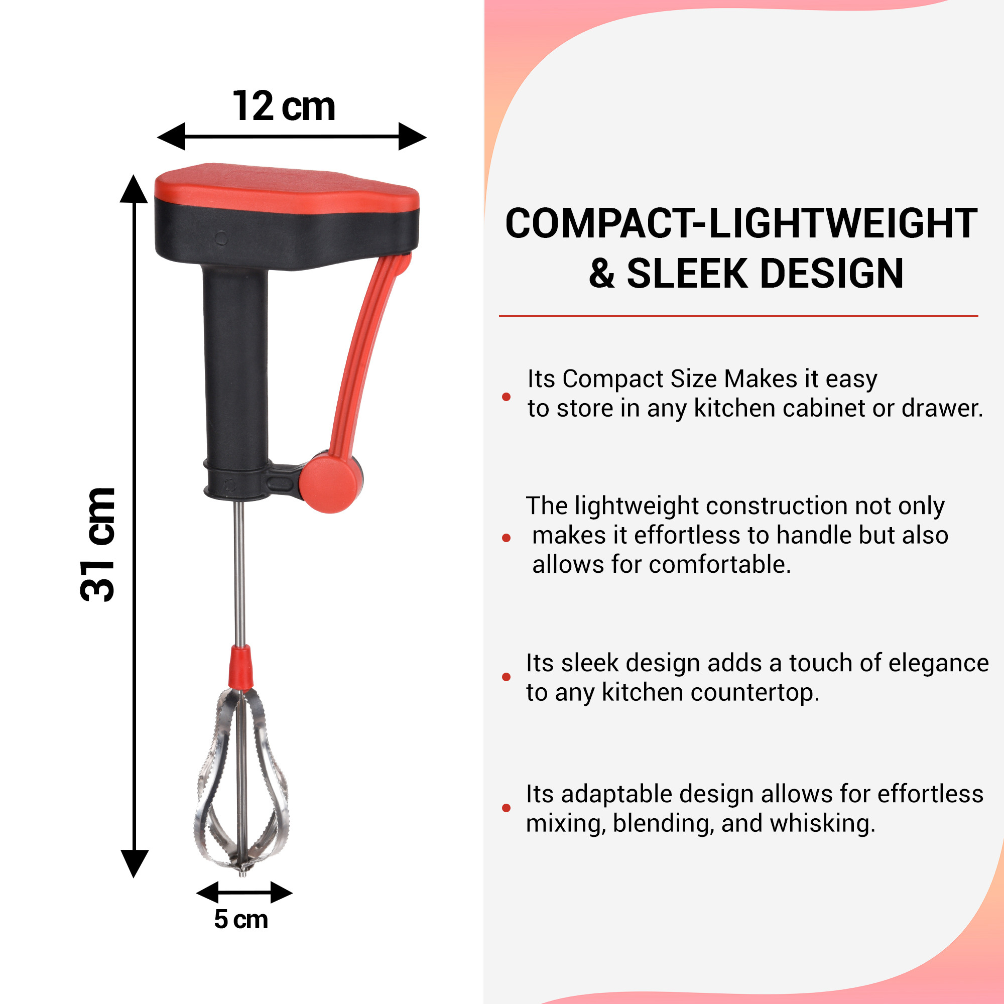 Kuber Industries Hand Blender | Milk Lassi Maker | Hand Press Mixer with Steel Blades | Egg Beater | Hand Mixer for Coffee-Lassi-Cream-Soup-Butter Milk | Hand Blender for Kitchen | Multicolor