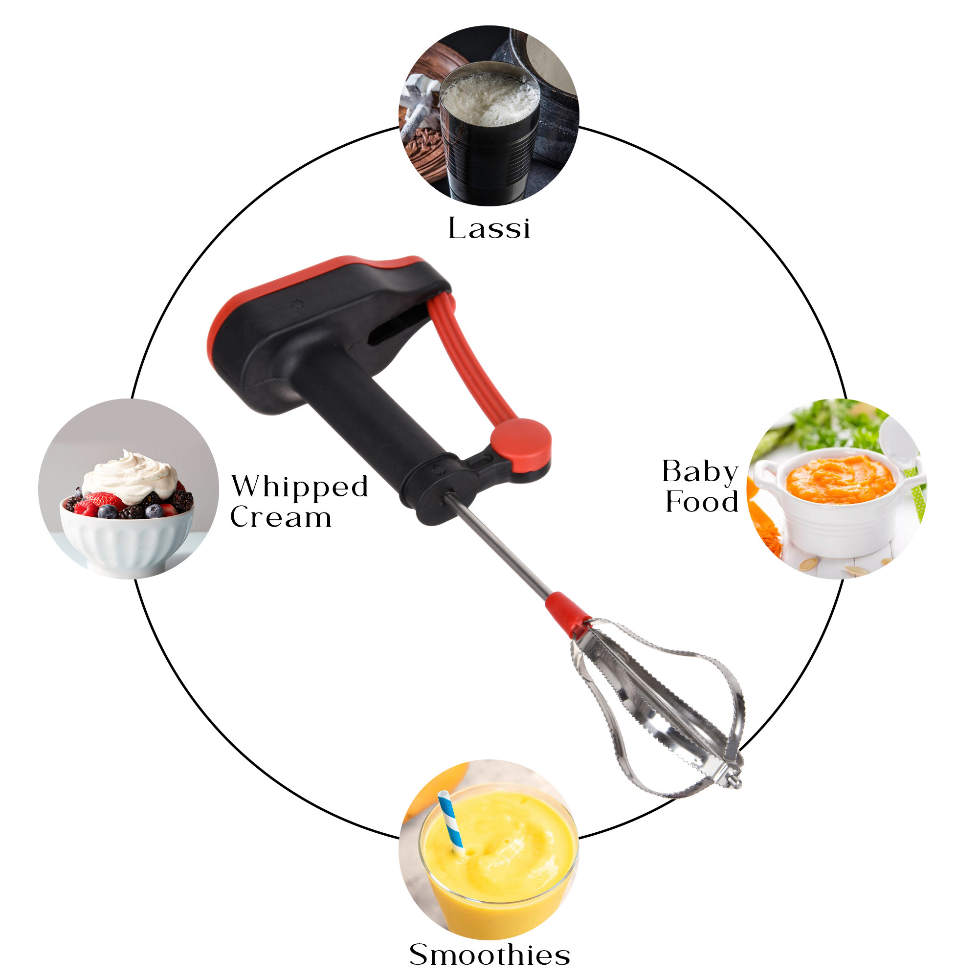 Kuber Industries Hand Blender | Milk Lassi Maker | Hand Press Mixer with Steel Blades | Egg Beater | Hand Mixer for Coffee-Lassi-Cream-Soup-Butter Milk | Hand Blender for Kitchen | Multicolor