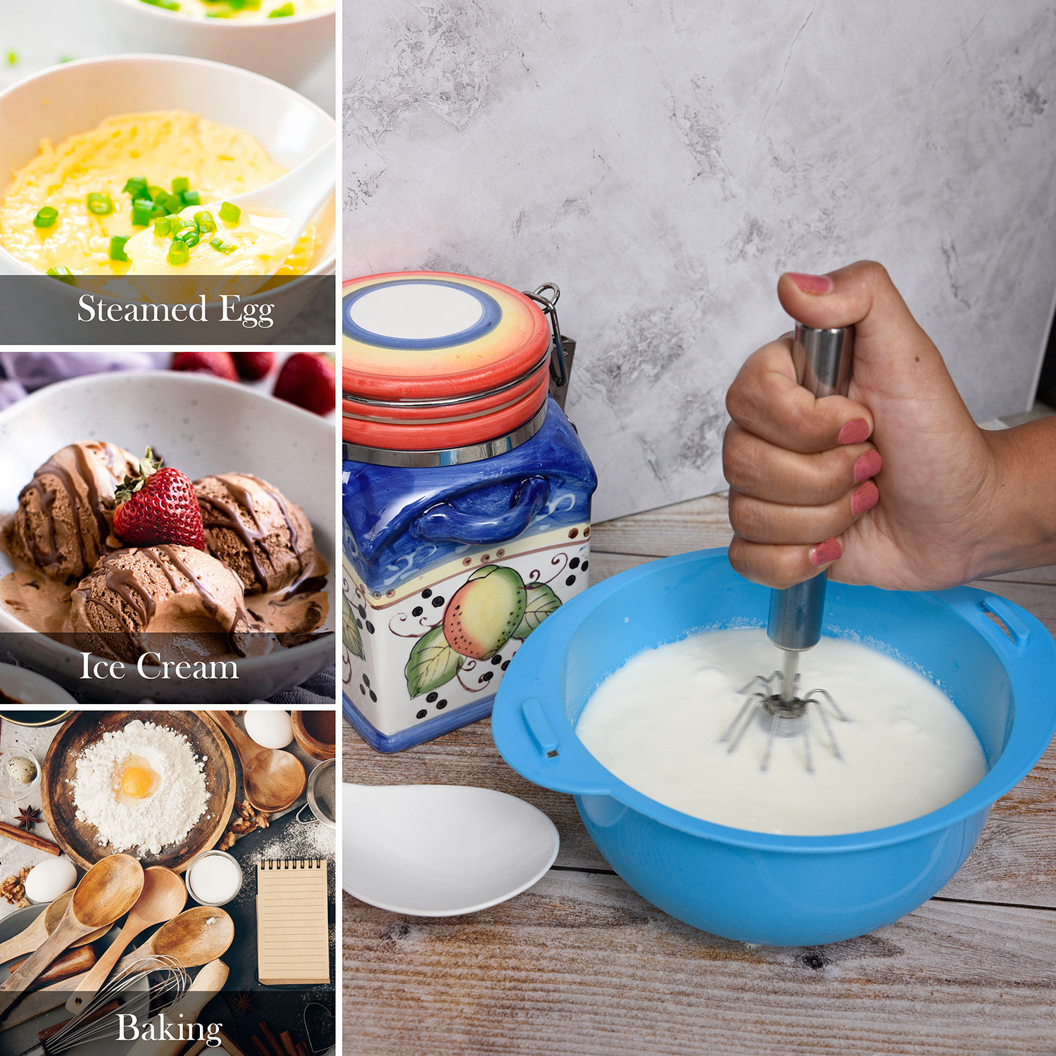 Kuber Industries Hand Blender  Stainless Steel Automatic Blender  Hand Blender for Kitchen  Butter Milk  Lassi Maker  Mixer Hand Blender  Egg Beater Mixer  Silver