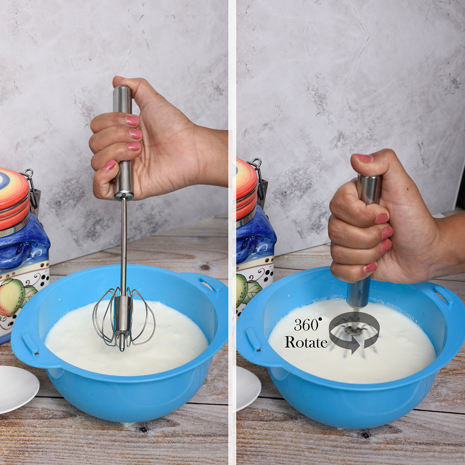 Kuber Industries Hand Blender  Stainless Steel Automatic Blender  Hand Blender for Kitchen  Butter Milk  Lassi Maker  Mixer Hand Blender  Egg Beater Mixer  Silver