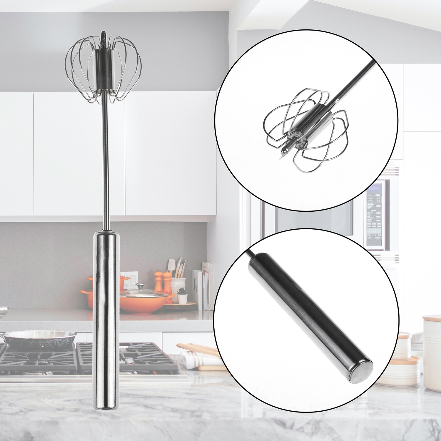Kuber Industries Hand Blender  Stainless Steel Automatic Blender  Hand Blender for Kitchen  Butter Milk  Lassi Maker  Mixer Hand Blender  Egg Beater Mixer  Silver