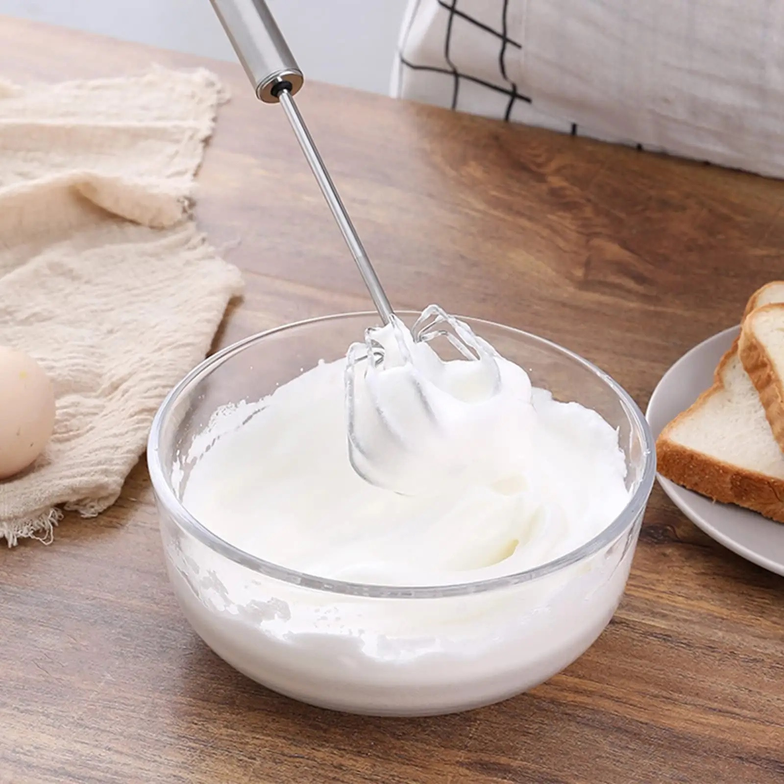 Kuber Industries Hand Blender  Steel Automatic Hand Blender  Hand Blender for Kitchen  Hand Whiskers for Coffee-Lassi-Cream-Soup-Butter Milk  Mixer Hand Beater  Egg Beater  Silver