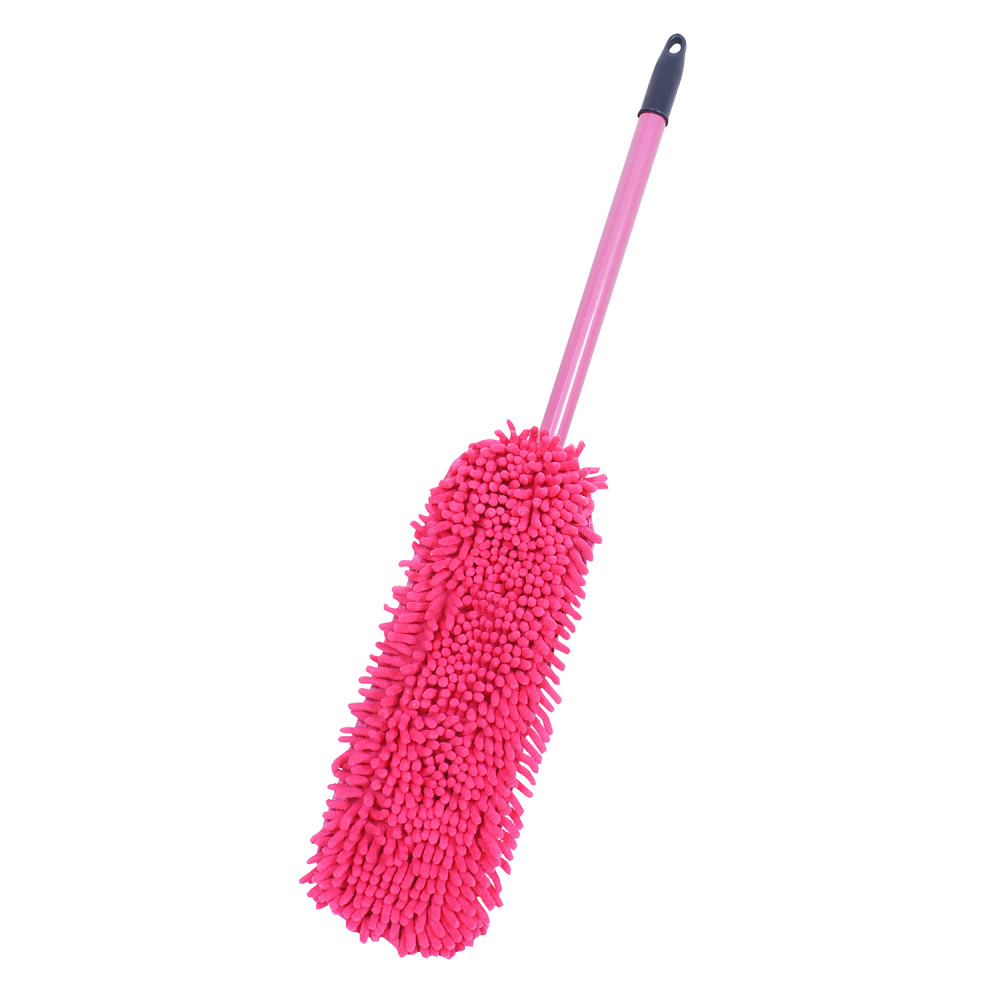 Kuber Industries Hand Duster|Microfiber Washable Cleaning Brush|Stainless Steel Detachable Handle Dusting Brush For Car|House Cleaning (Pink)