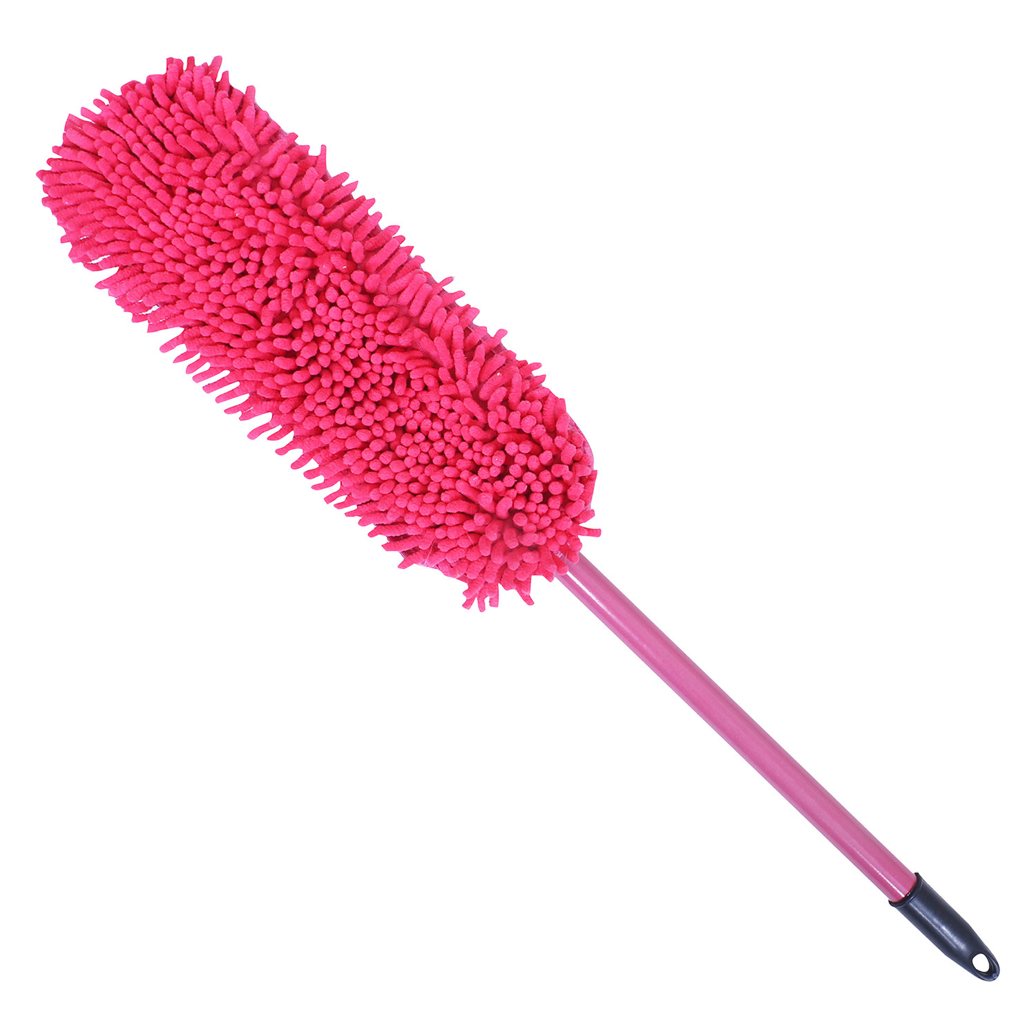 Kuber Industries Hand Duster|Microfiber Washable Cleaning Brush|Stainless Steel Detachable Handle Dusting Brush For Car|House Cleaning (Pink)