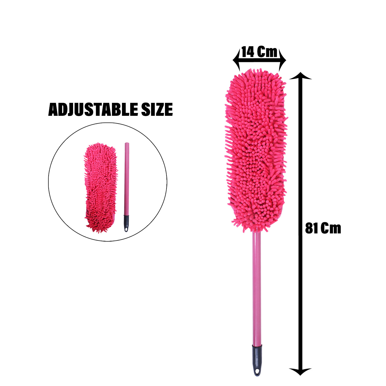 Kuber Industries Hand Duster|Microfiber Washable Cleaning Brush|Stainless Steel Detachable Handle Dusting Brush For Car|House Cleaning (Pink)