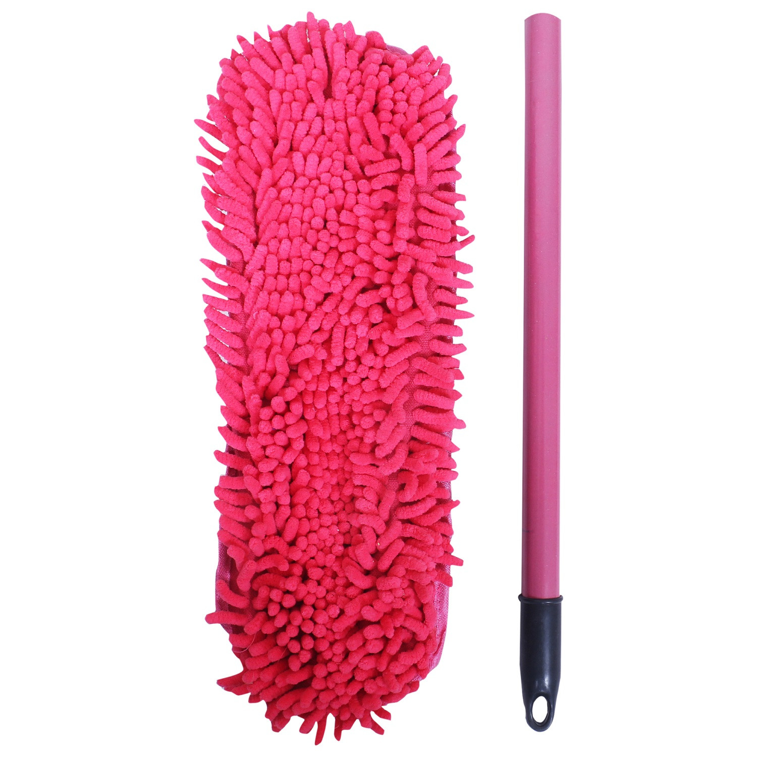 Kuber Industries Hand Duster|Microfiber Washable Cleaning Brush|Stainless Steel Detachable Handle Dusting Brush For Car|House Cleaning (Pink)