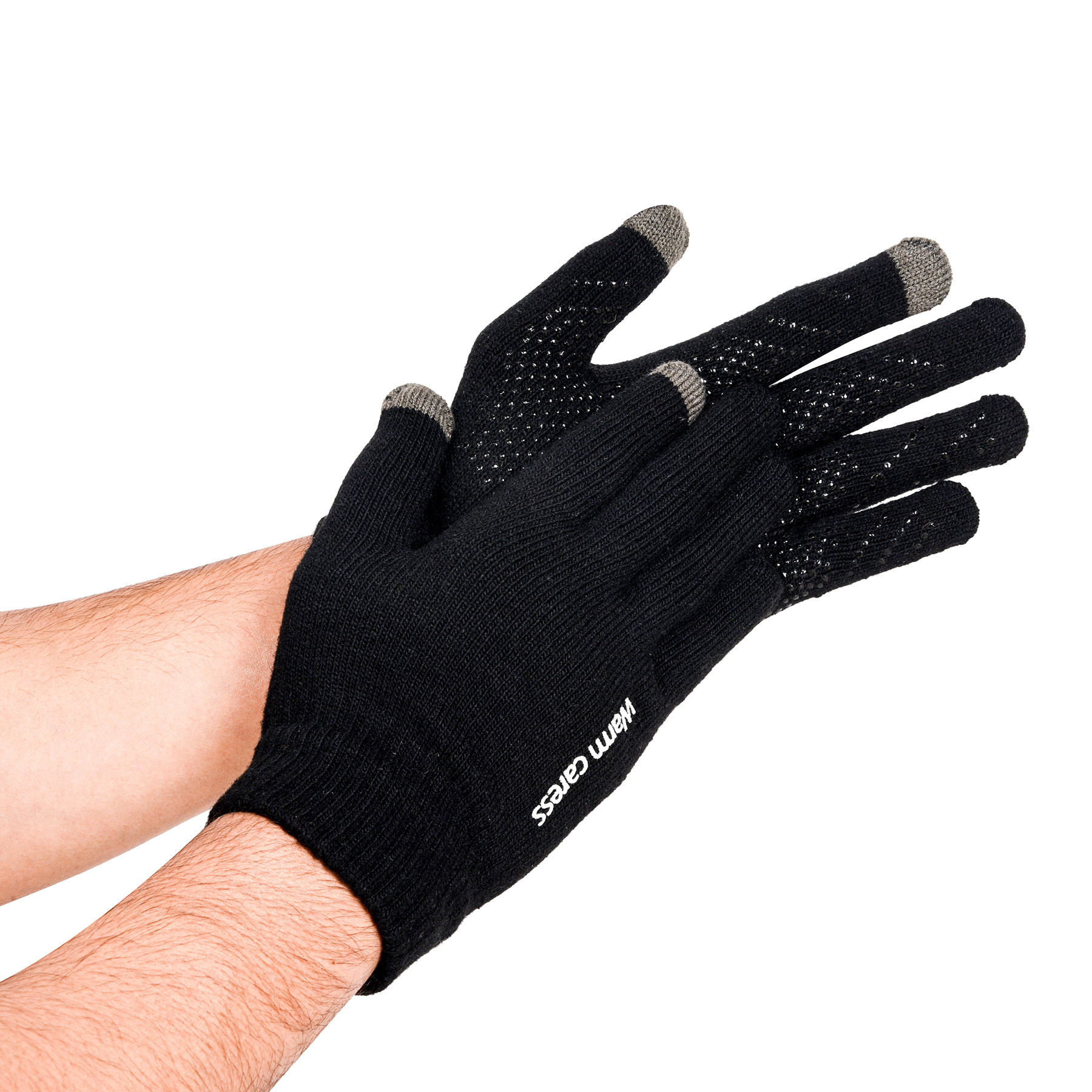 Kuber Industries Hand Gloves | Touchscreen Woolen Gloves | Gloves for Men | Gloves for Women | Dot Grip Biking Gloves | Gloves for Cycling | Winter Gloves |Black