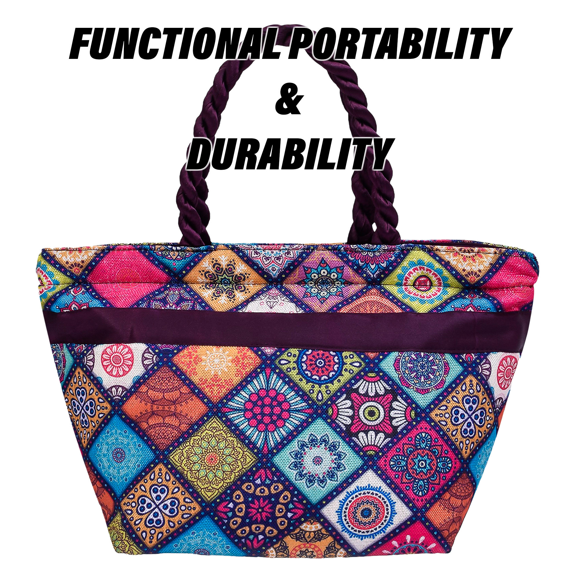 Kuber Industries Hand Purse  Polyester Hand Bag  Woman Shoulder Bag  Top Handle Handbag  Gifting Hand Purse  Ladies Tote Purse  Bow Rangoli Printed Handbag  Wine