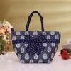 Hand Purse | Polyester Hand Bag | Woman Shoulder Bag | Top Handle Handbag | Gifting Hand Purse | Ladies Tote Purse | Bow Dot Printed Handbag | Blue
