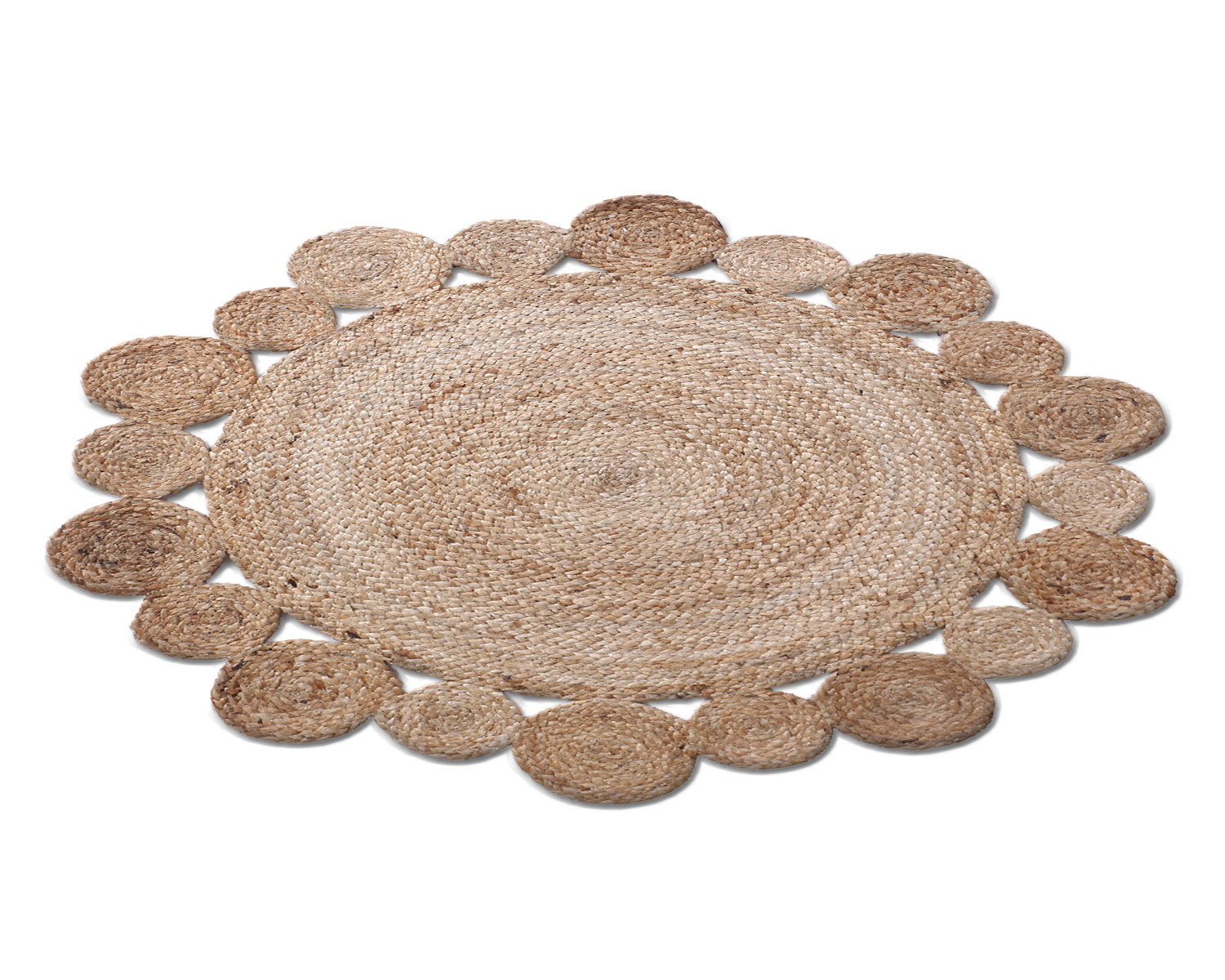 Kuber Industries Hand Woven Carpet Rugs|Natural Braided Jute Door mat|Multi Round Circle Mat For Bedroom,Living Room,Dining Room,Yoga,92x92 cm,(Brown)