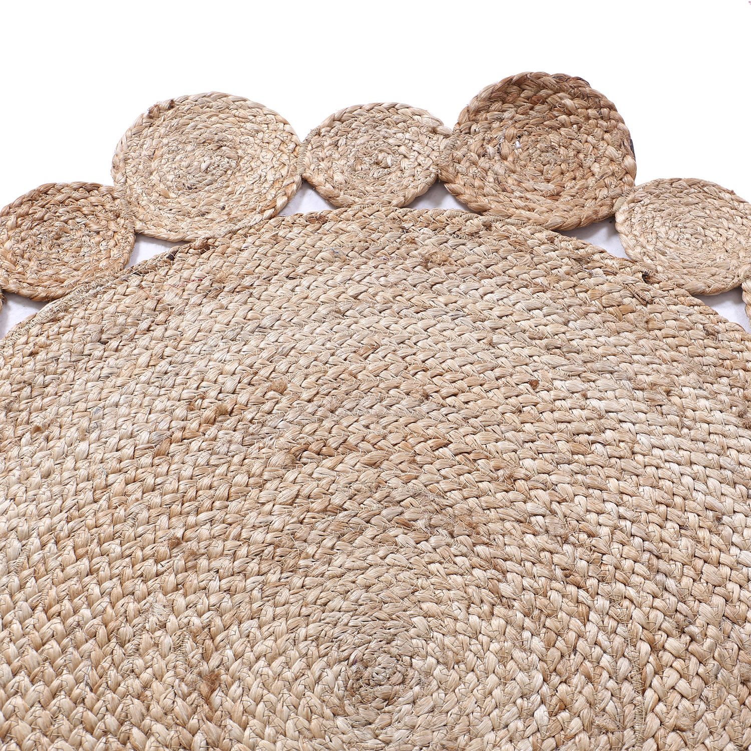 Kuber Industries Hand Woven Carpet Rugs|Natural Braided Jute Door mat|Multi Round Circle Mat For Bedroom,Living Room,Dining Room,Yoga,92x92 cm,(Brown)