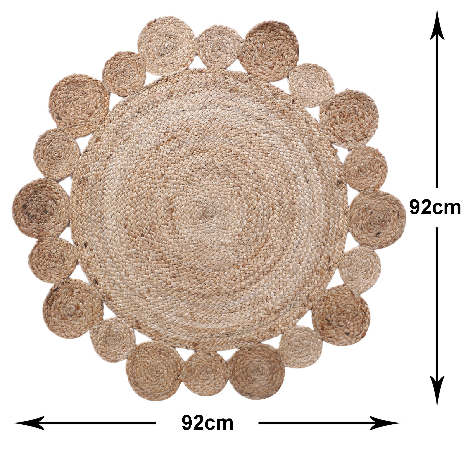 Kuber Industries Hand Woven Carpet Rugs|Natural Braided Jute Door mat|Multi Round Circle Mat For Bedroom,Living Room,Dining Room,Yoga,92x92 cm,(Brown)