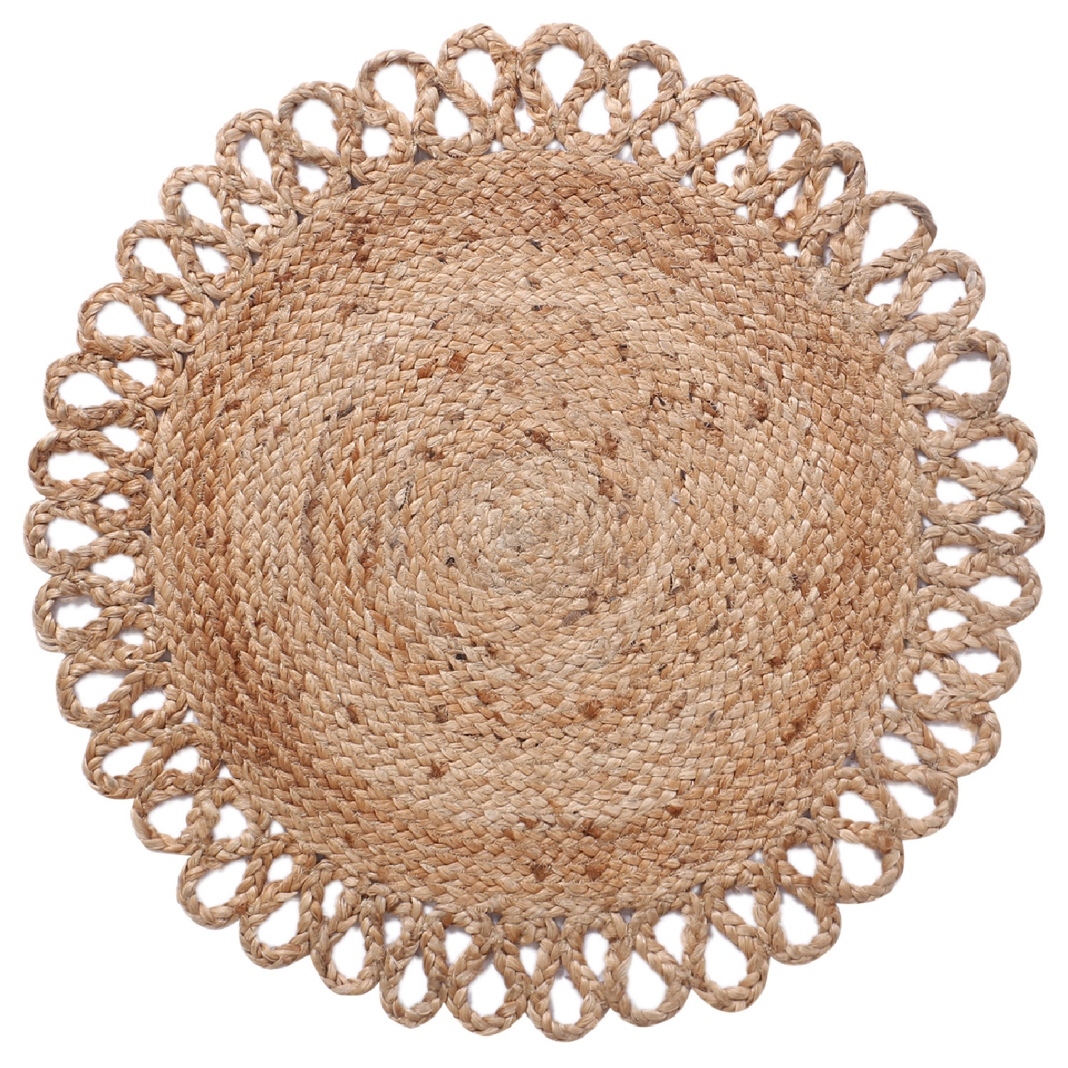 Kuber Industries Hand Woven Carpet Rugs|Natural Stitch Braided Jute Door mat|Round Shape Mat For Bedroom,Living Room,Dining Room,Yoga,60x60 cm,(Brown)