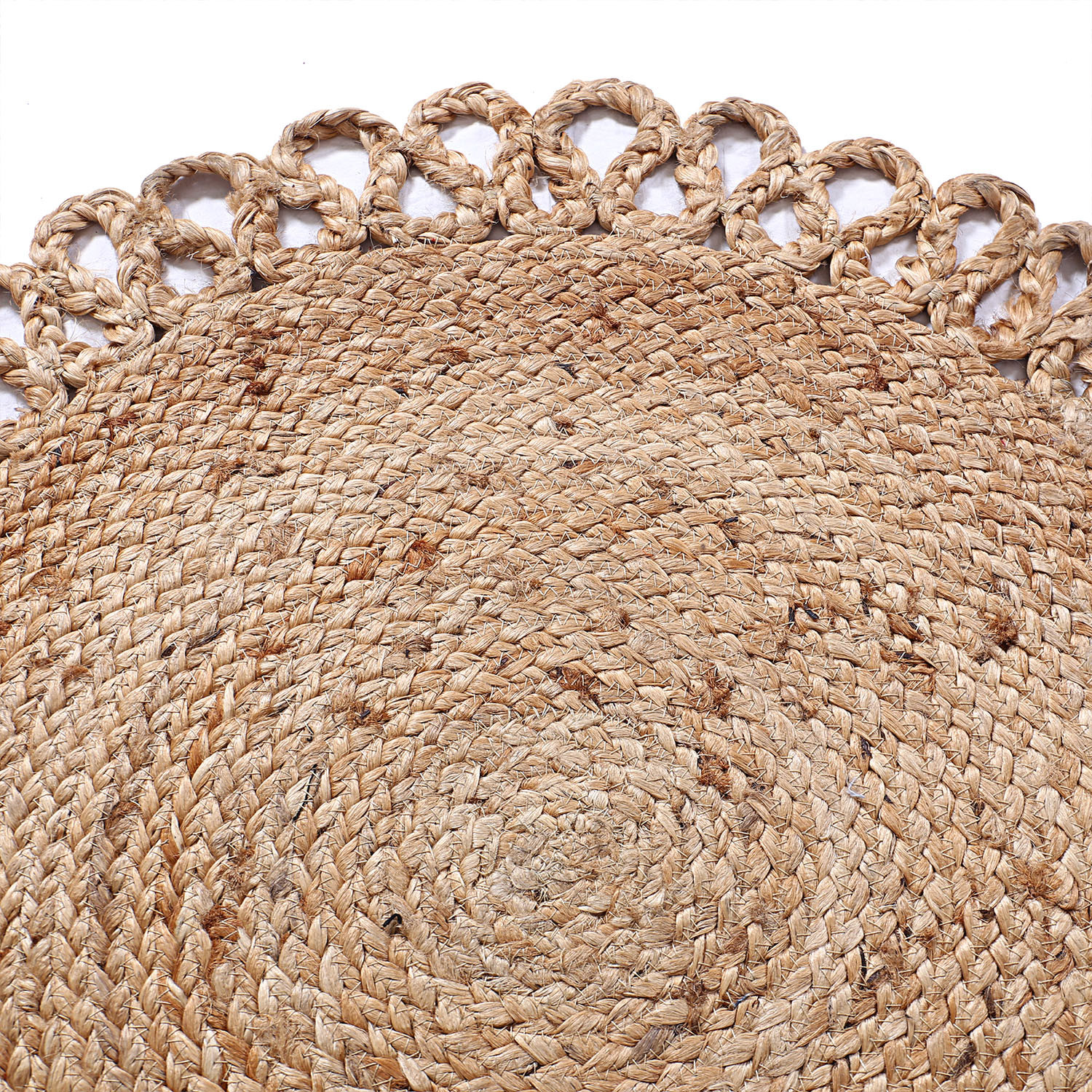 Kuber Industries Hand Woven Carpet Rugs|Natural Stitch Braided Jute Door mat|Round Shape Mat For Bedroom,Living Room,Dining Room,Yoga,60x60 cm,(Brown)