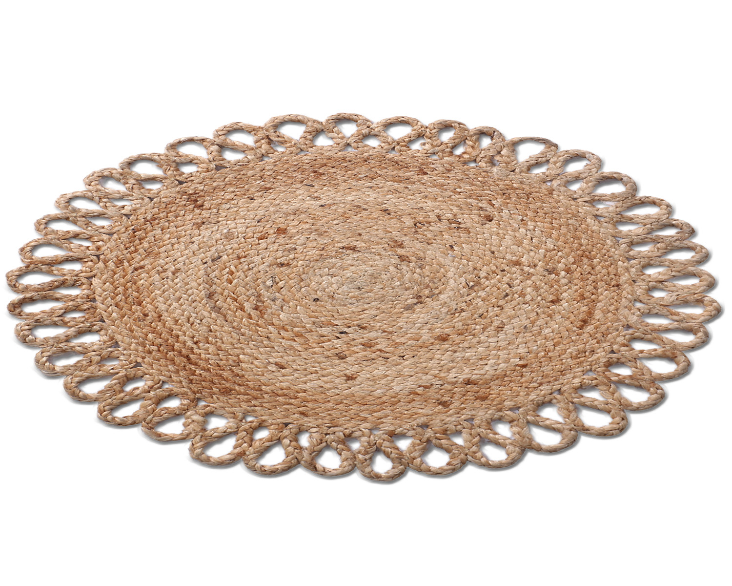 Kuber Industries Hand Woven Carpet Rugs|Natural Stitch Braided Jute Door mat|Round Shape Mat For Bedroom,Living Room,Dining Room,Yoga,72x72 cm,(Brown)